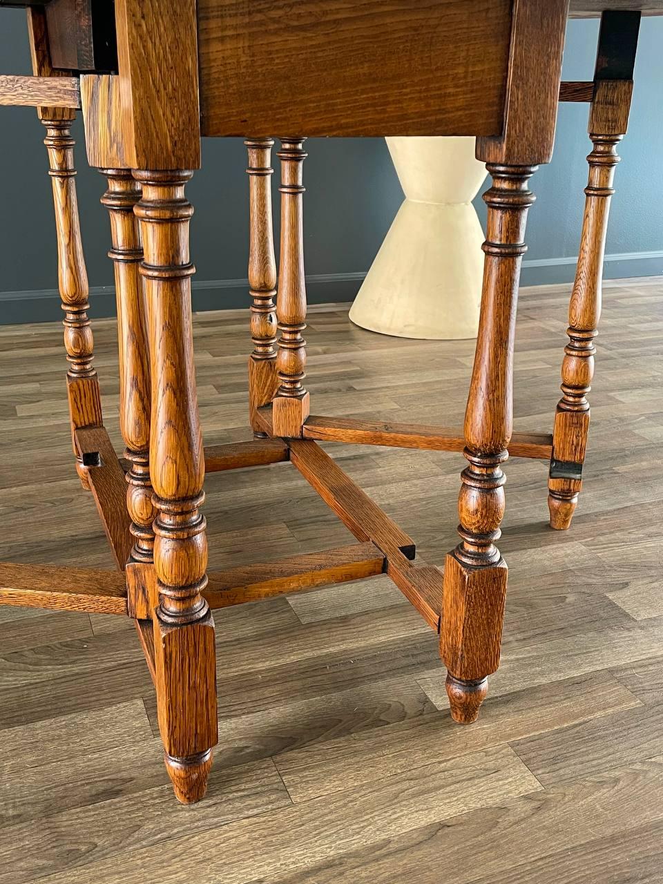 Antique Oak Drop-Leaf Table Coast Modern Farmhouse 4