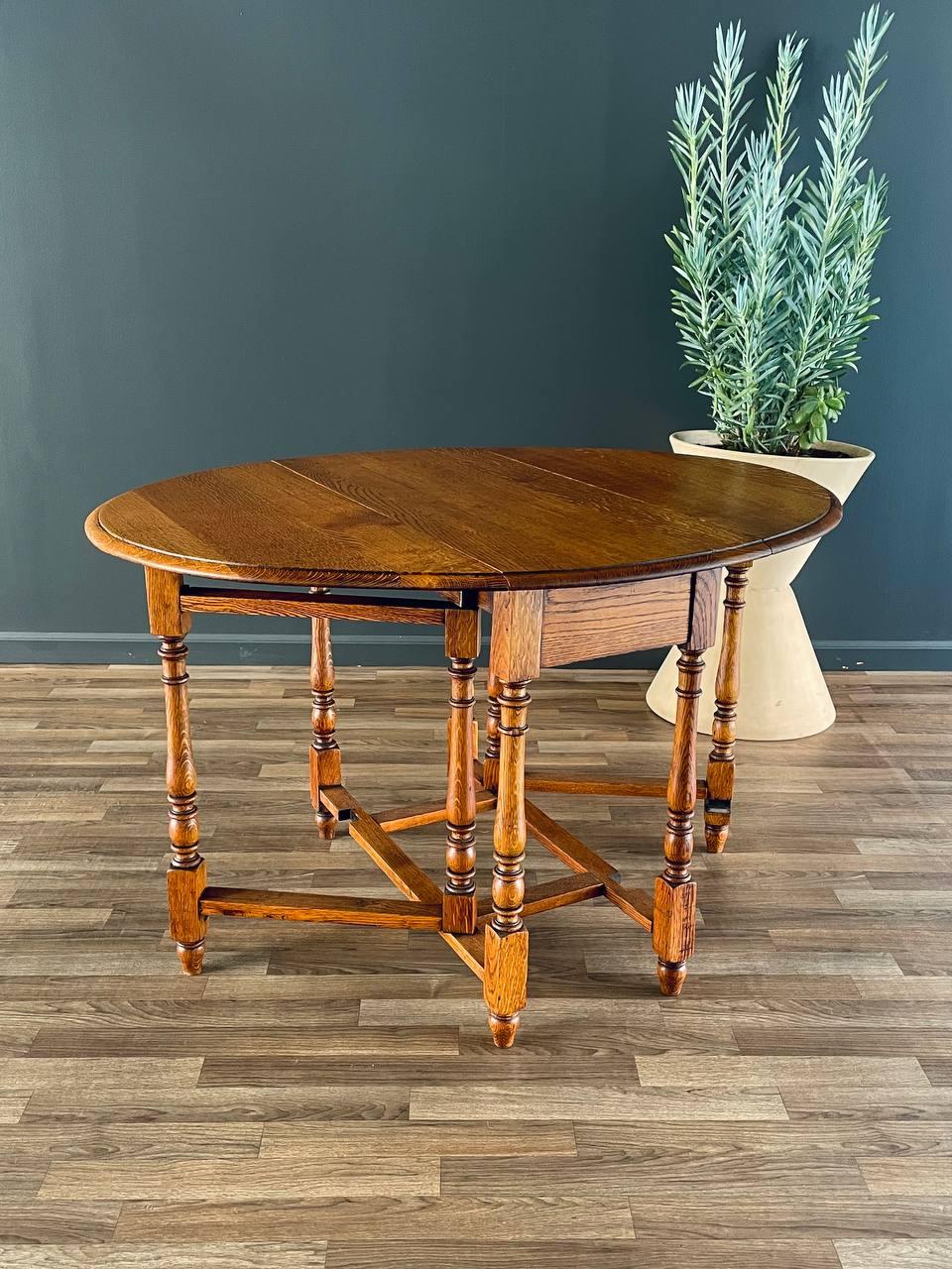 American Antique Oak Drop-Leaf Table Coast Modern Farmhouse
