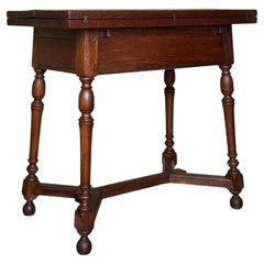 Antique Oak Drop-Leaf Table with Two Folding Leaves and Drawers