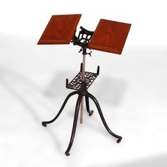 Antique Oak & Ebonized Iron Dictionary Stand circa 1900