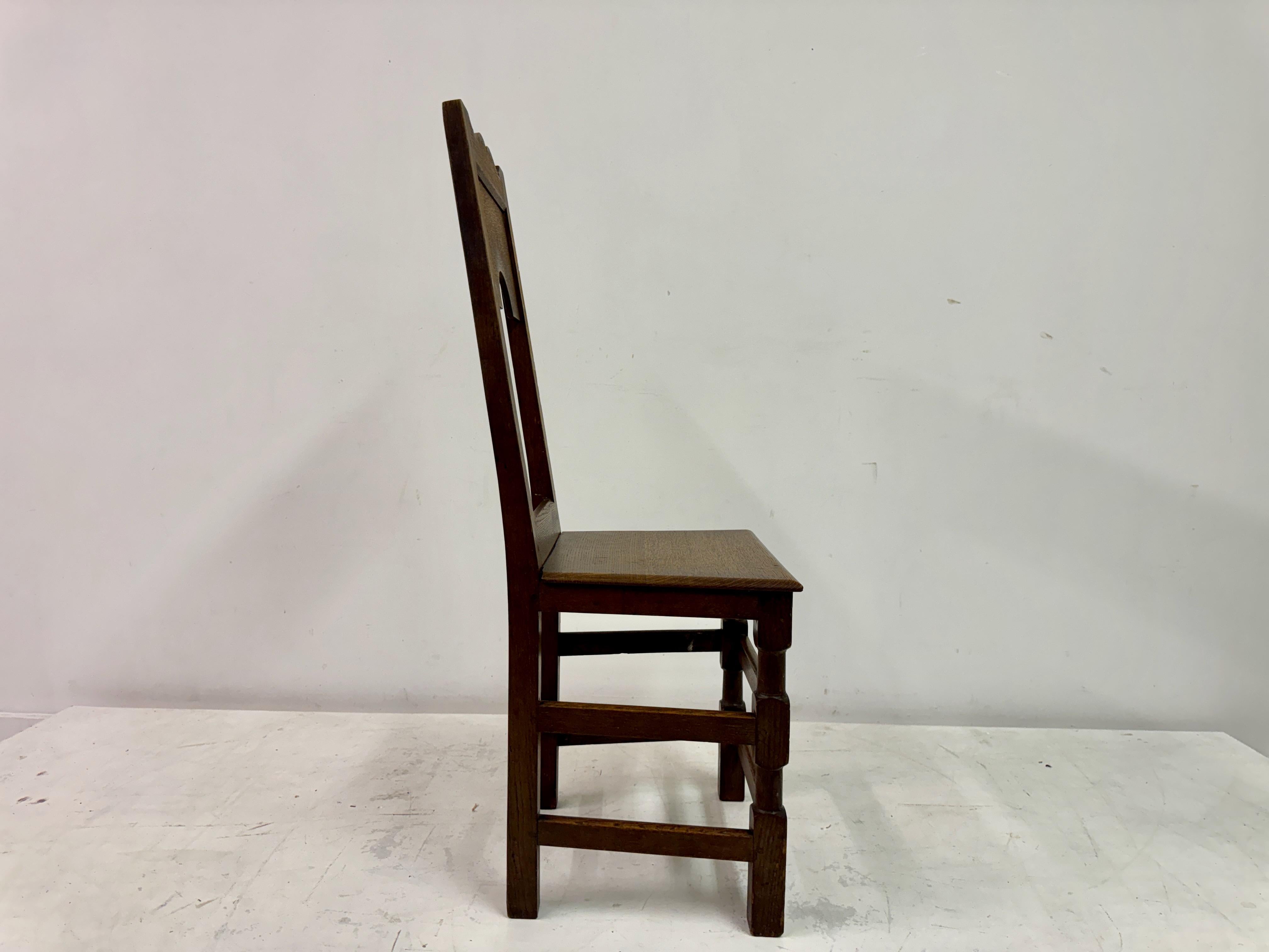 Antique Oak Ecclesiastical Side Chair 7
