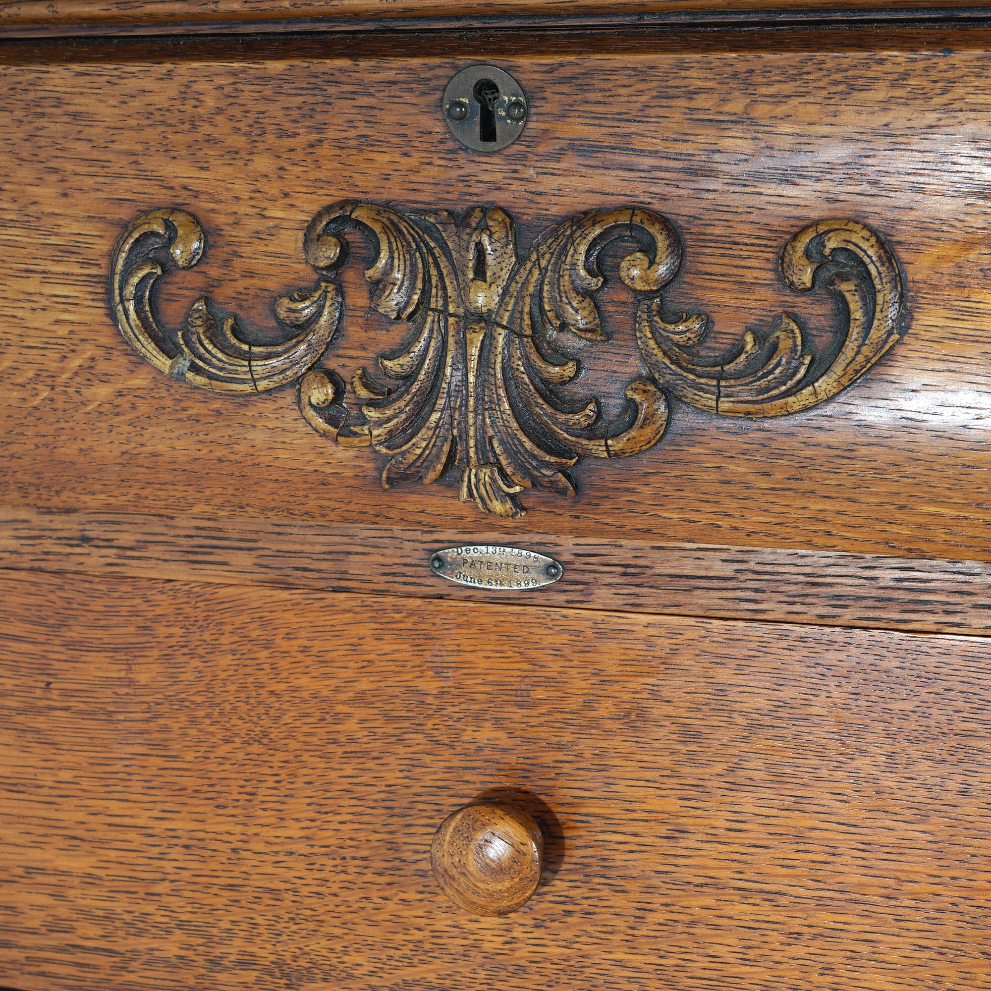 Antique Oak Edison Cylinder Five Drawer Cabinet Circa 1900 For Sale 4