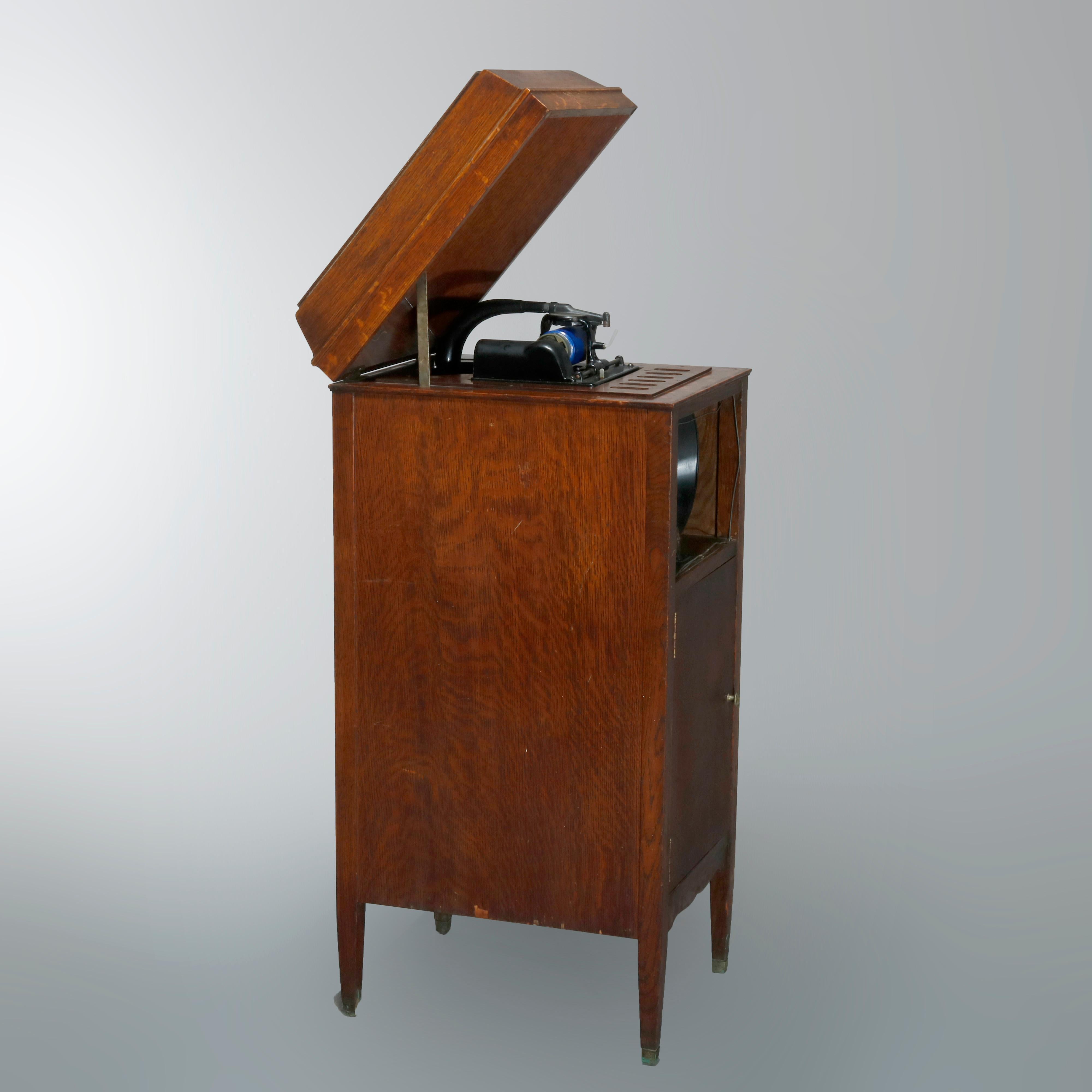 Antique Oak Edison Floor Model Cylinder Phonograph, Circa 1910 4