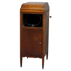 Antique Oak Edison Floor Model Cylinder Phonograph, Circa 1910