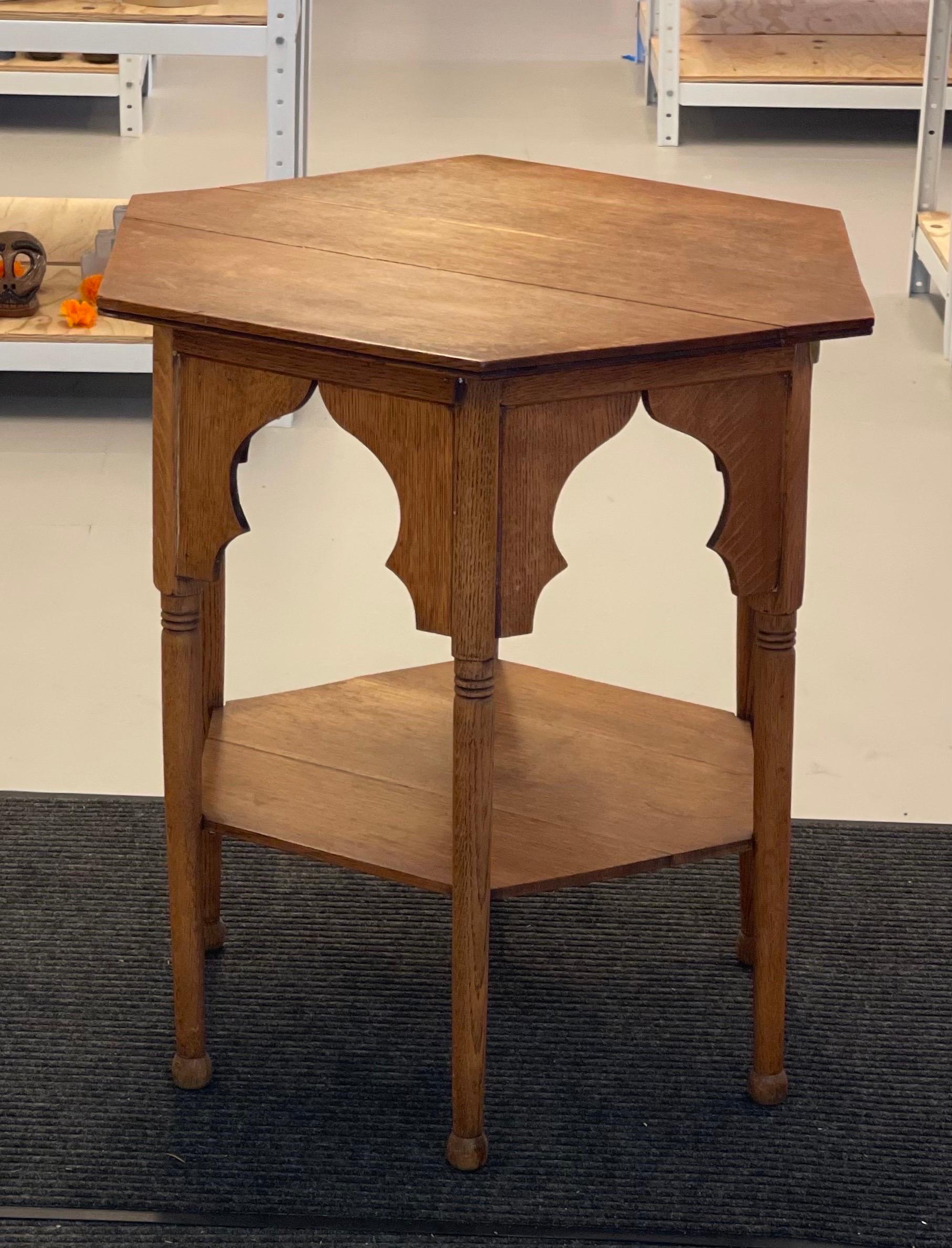 Mid-Century Modern Antique Oak End Table Stand