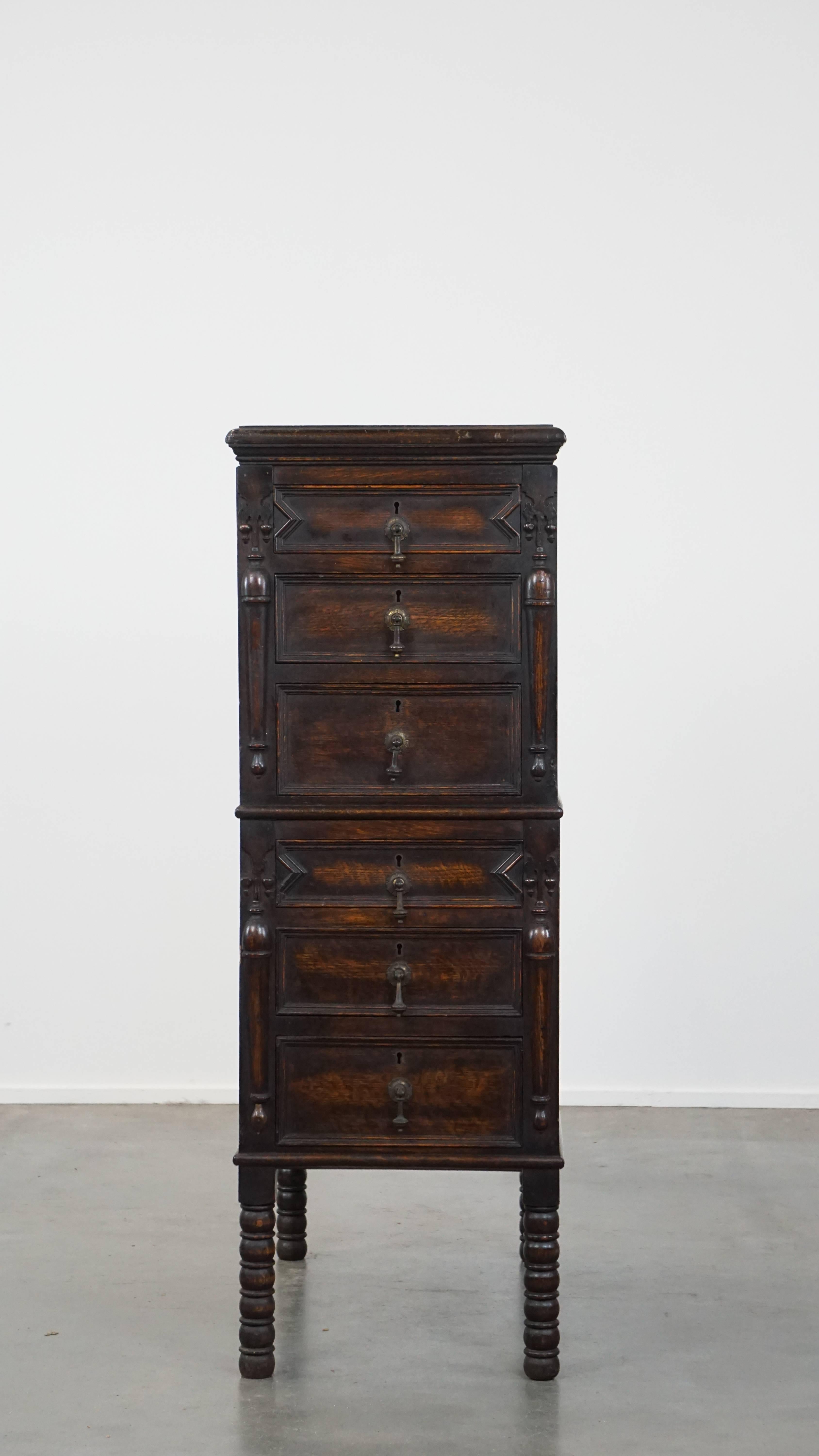 Romain classique Armoire anglaise ancienne en chêne du 19ème siècle en vente