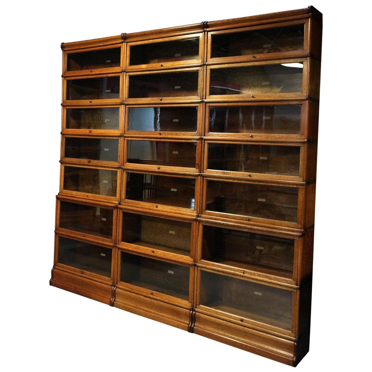 Antique Oak English Globe Wernicke Bookcase