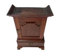 Antique Oak English Miniature Art Cabinet with Fourteen Inner Drawers, 1840s