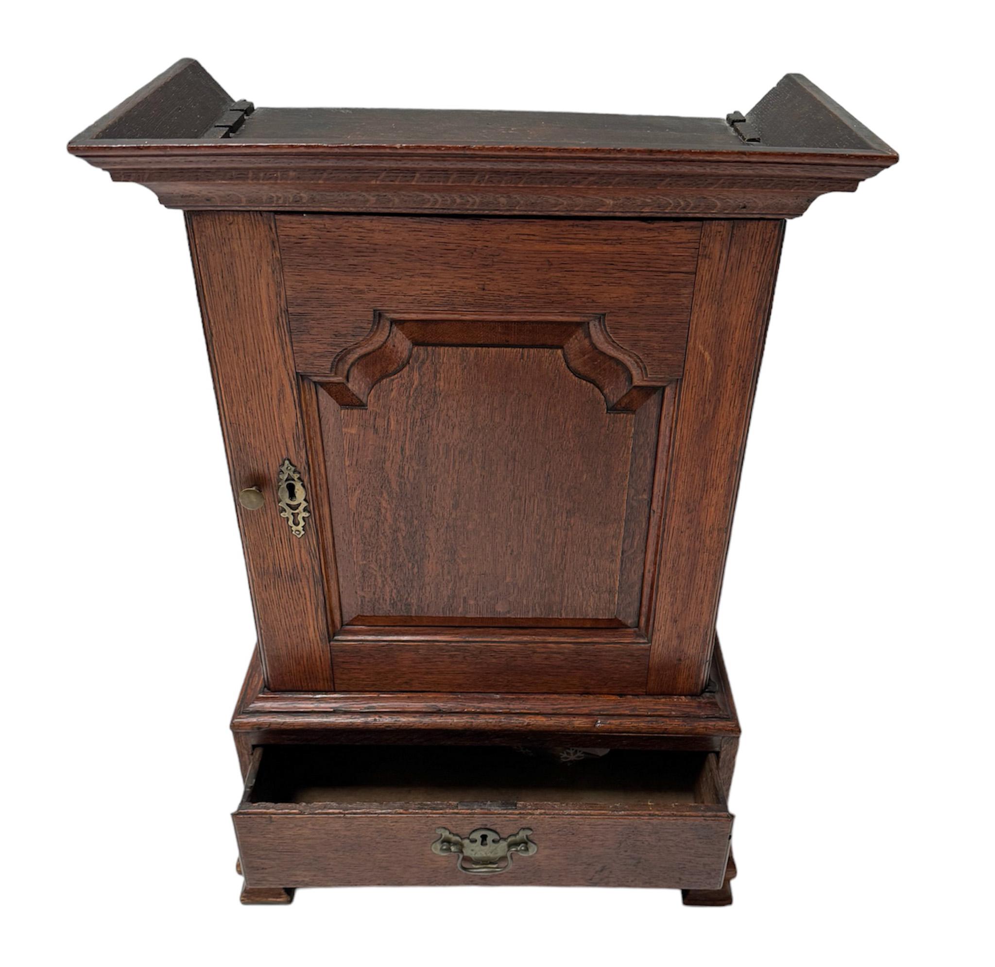 Antique Oak English Miniature Art Cabinet with Fourteen Inner Drawers, 1840s In Good Condition For Sale In Amsterdam, NL