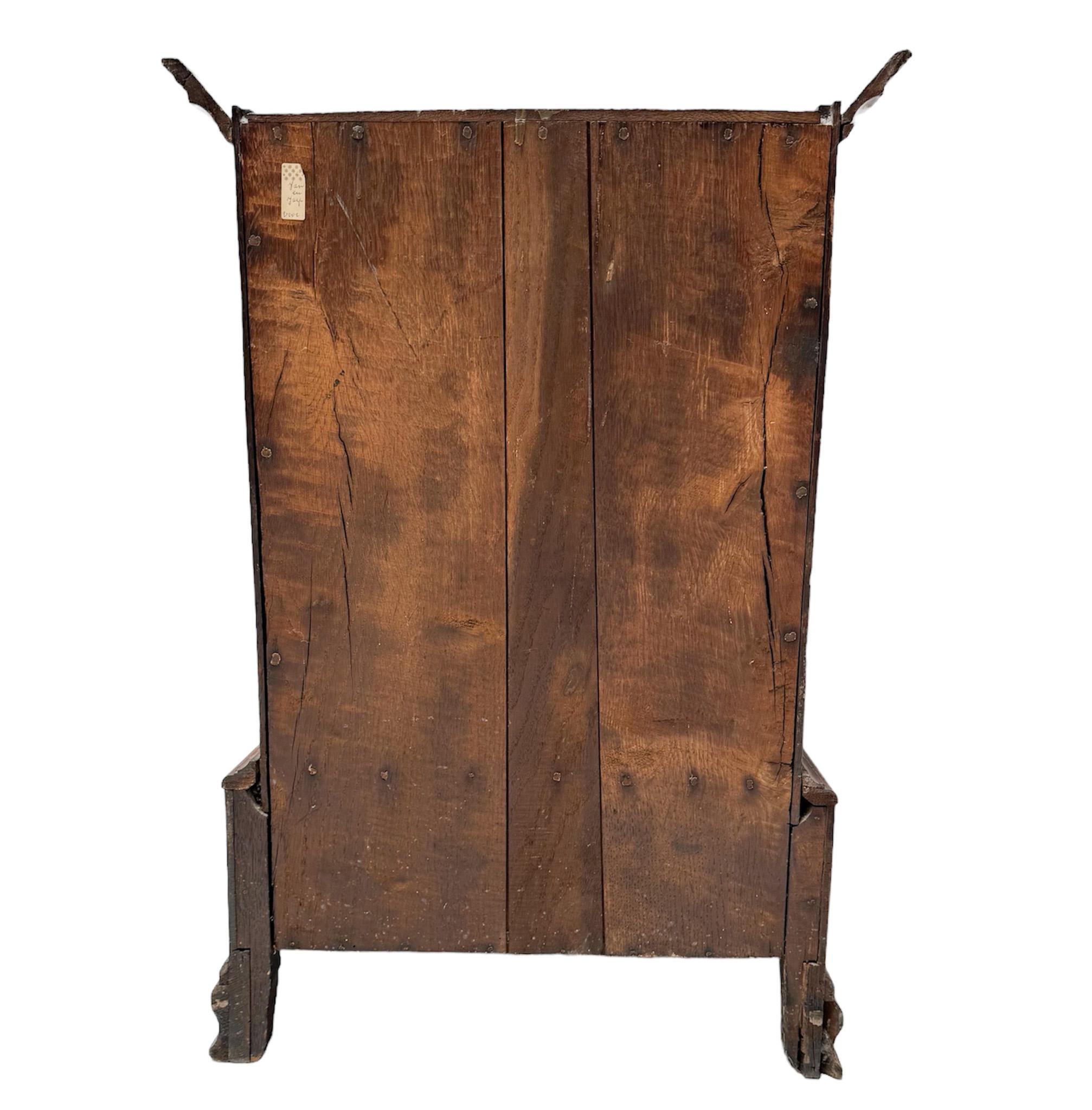 Antique Oak English Miniature Art Cabinet with Fourteen Inner Drawers, 1840s For Sale 1