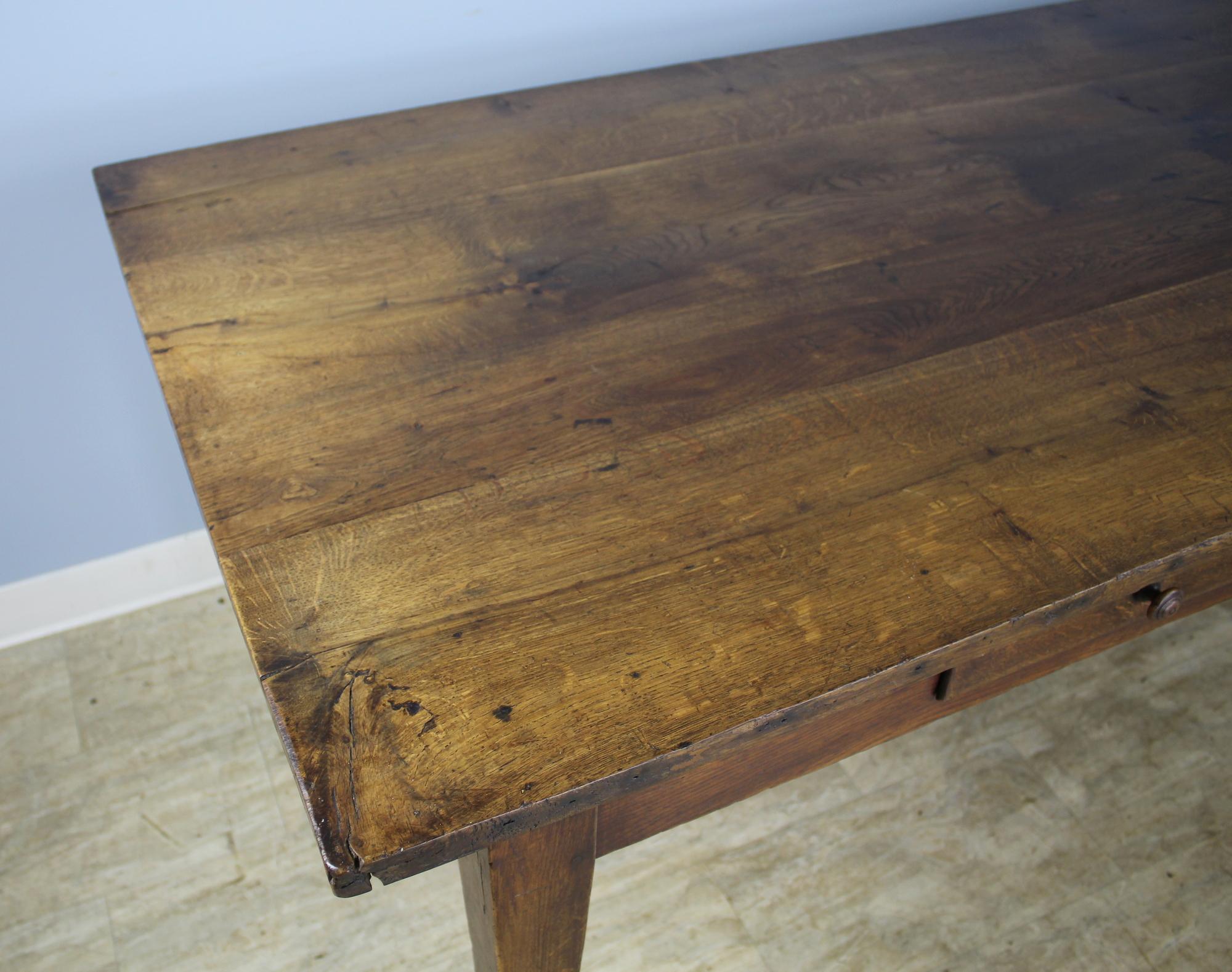 Antique Oak Farm Table, Two Drawers In Good Condition In Port Chester, NY