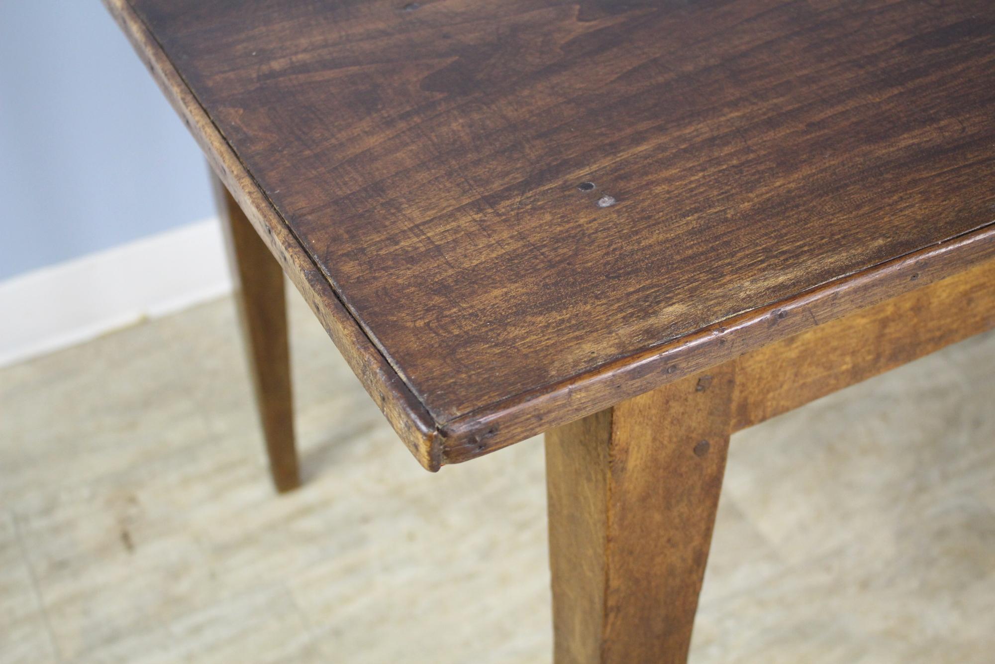 19th Century Antique Oak Farm Table with Decorative Edge and Single Drawer