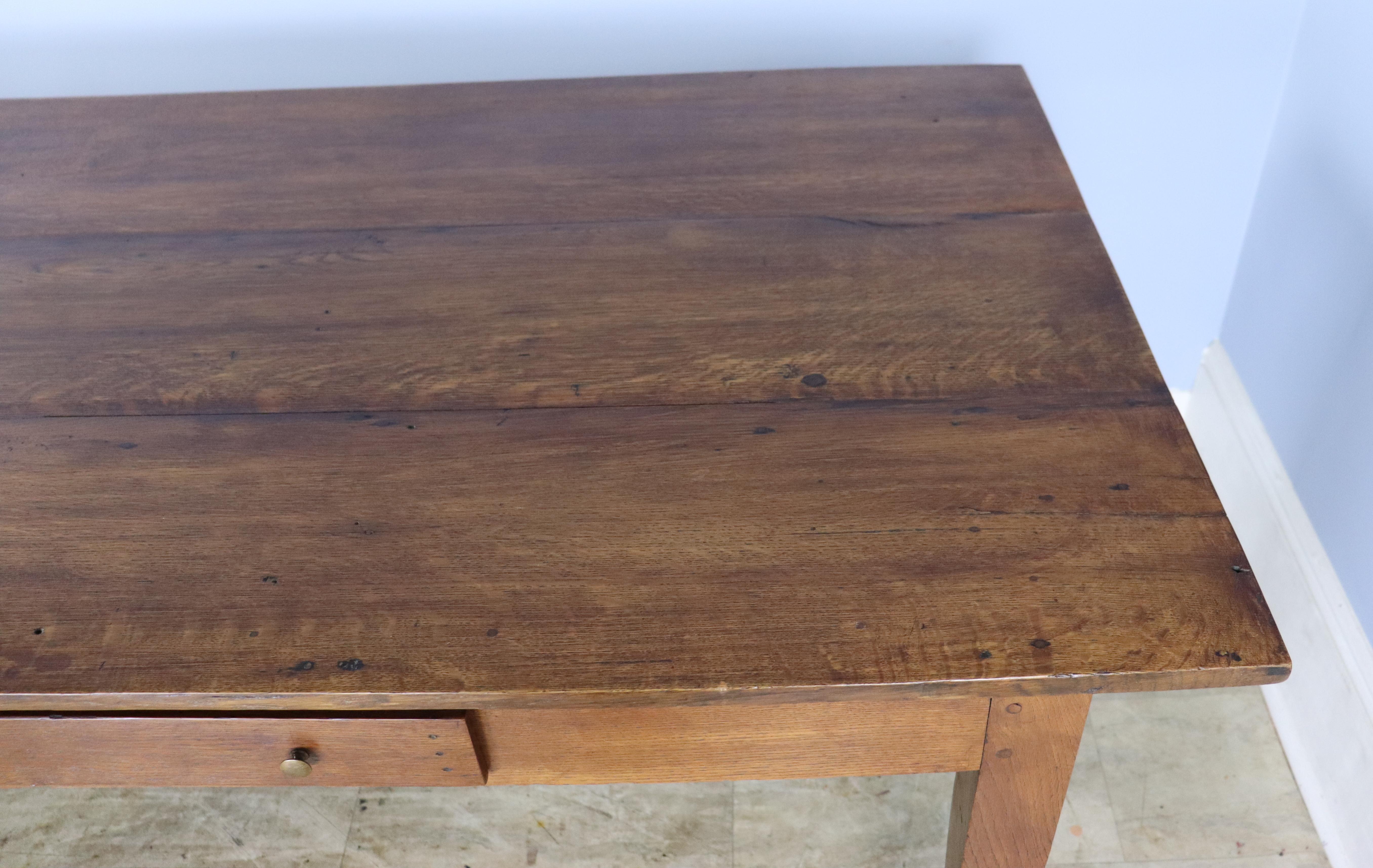 Antique Oak Farm Table with Large Drawer 3