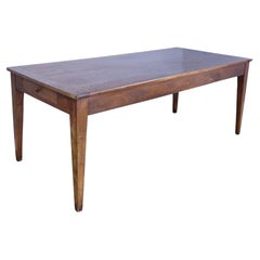 Antique Oak Farm Table with Single Drawer and Large Bread Slide
