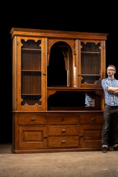 Antique Oak Farmhouse Hutch