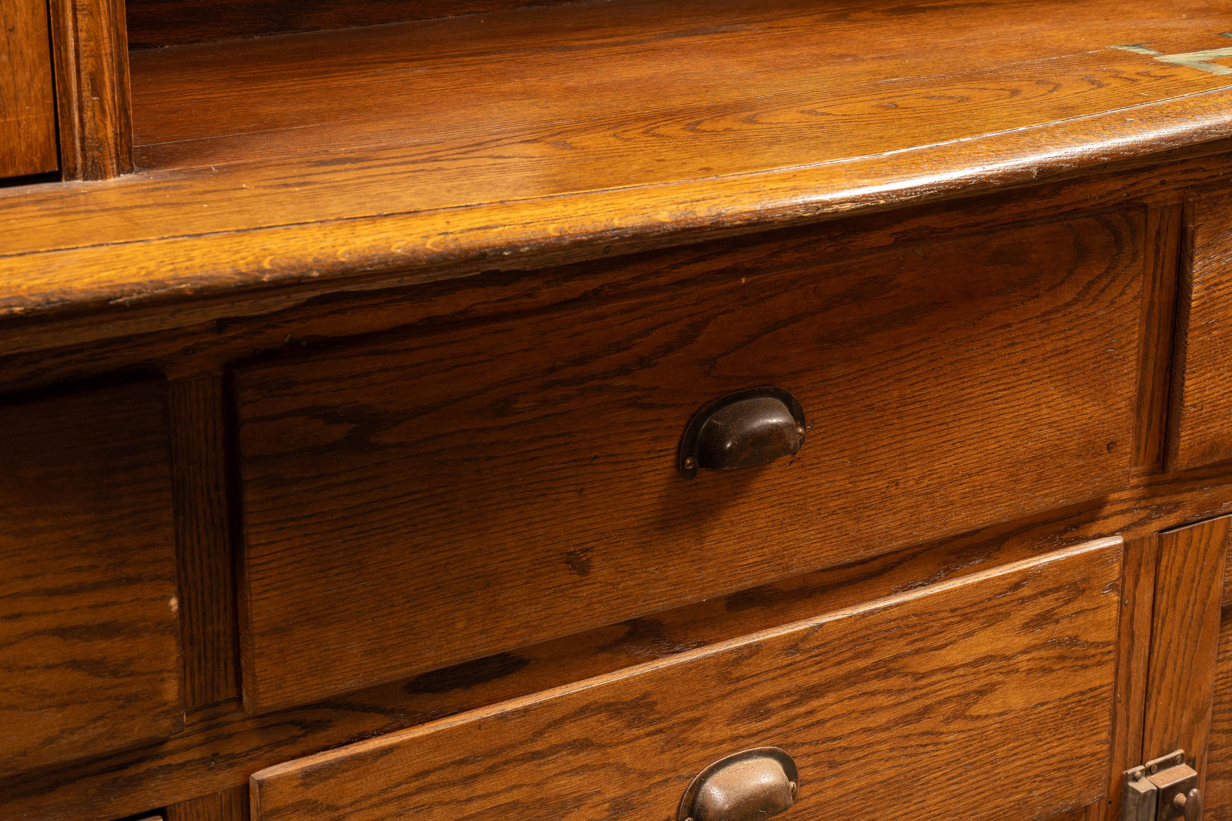 20th Century Antique Oak Farmhouse Hutch For Sale