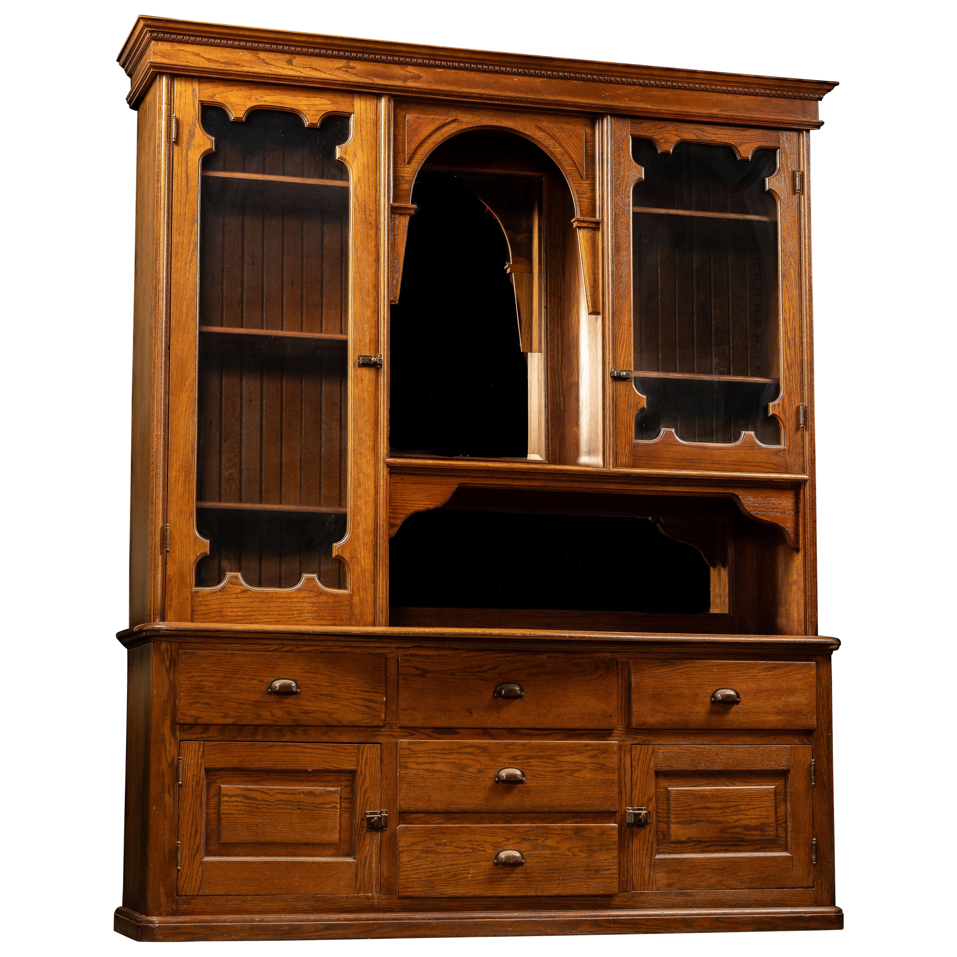 Antique Oak Farmhouse Hutch For Sale