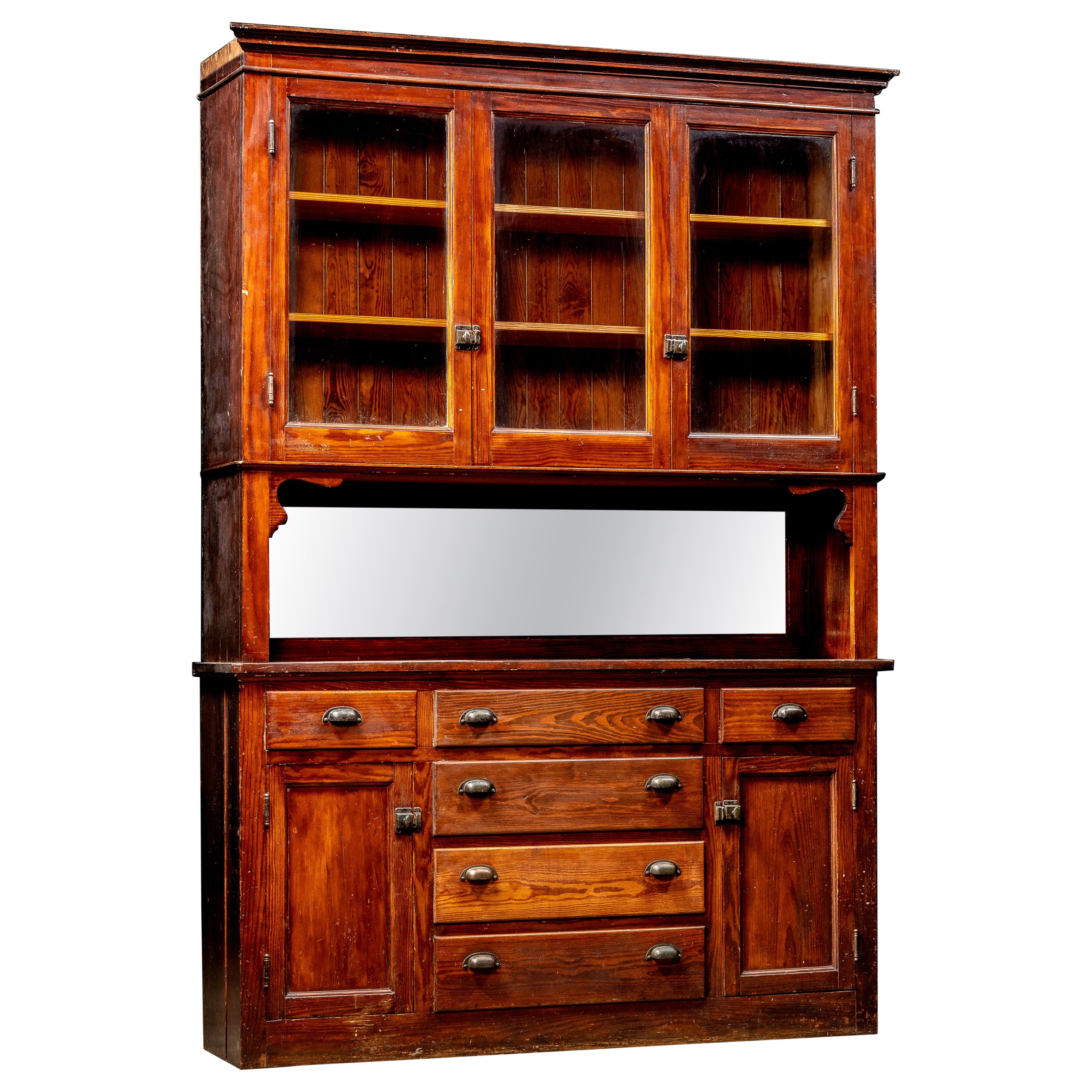 Antique Oak Farmhouse Hutch For Sale