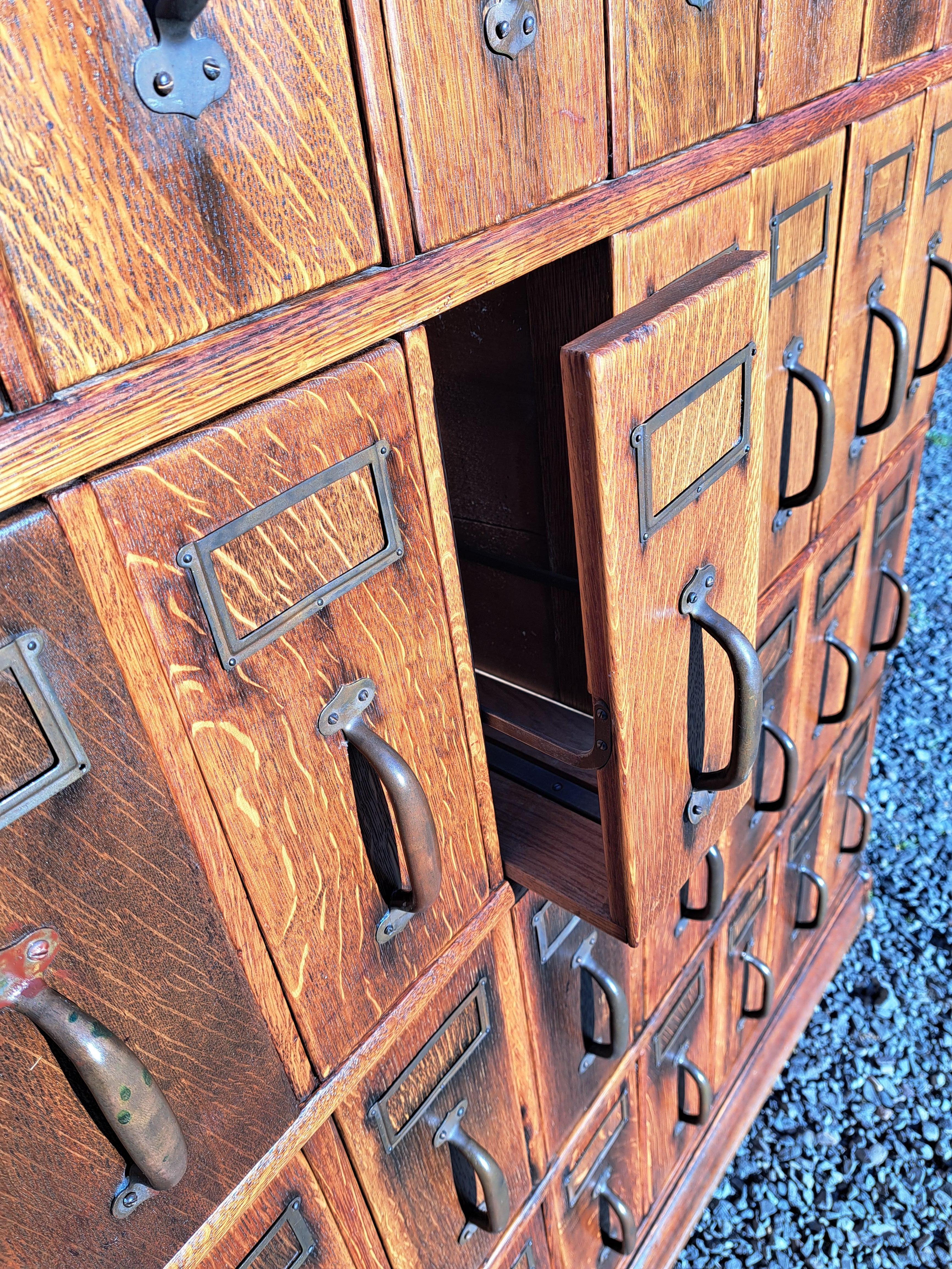 Antique Oak File Cabinet attributed to Globe Wernicke For Sale 7