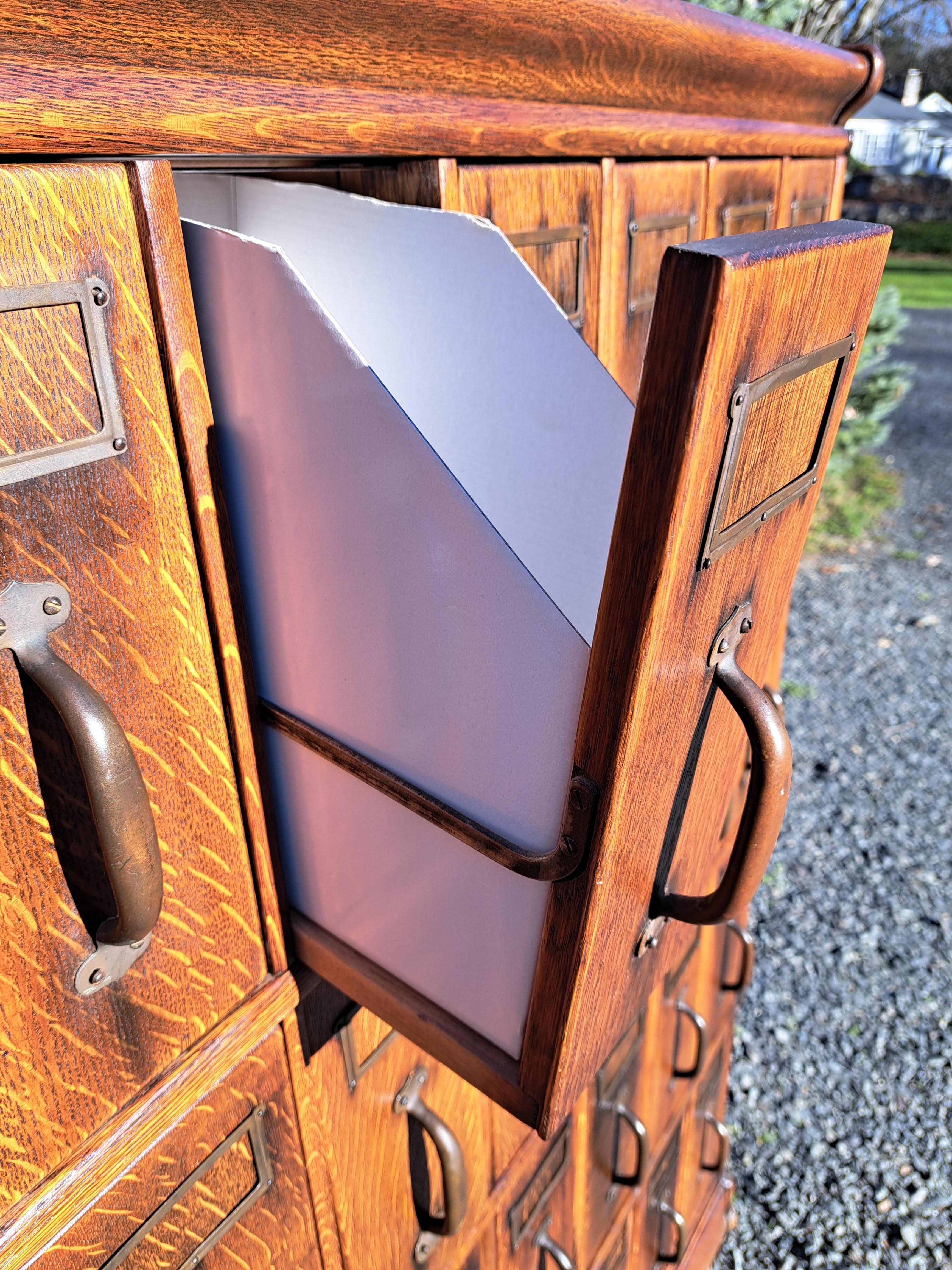 Antique Oak File Cabinet attributed to Globe Wernicke For Sale 8