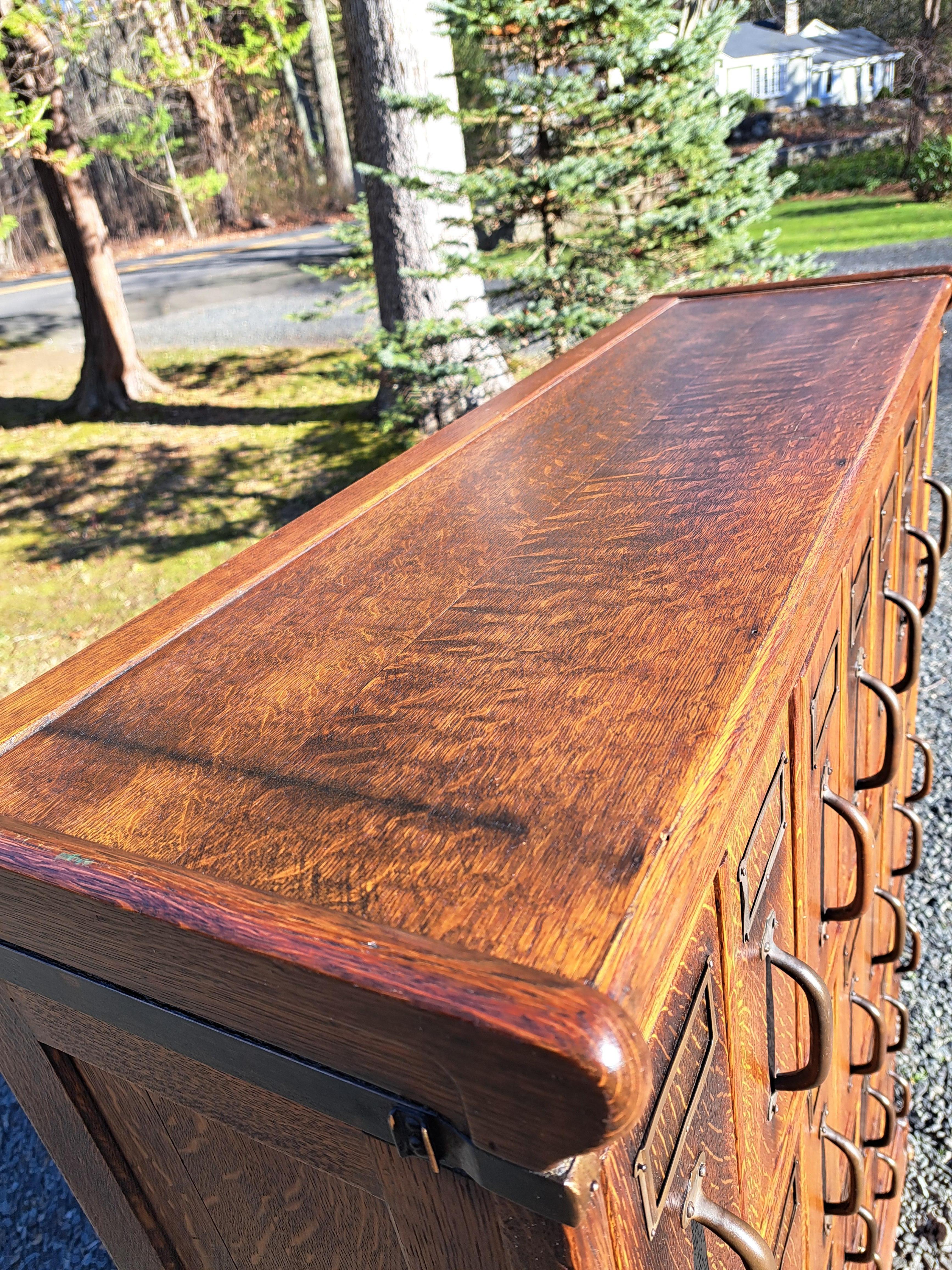 Antique Oak File Cabinet attributed to Globe Wernicke For Sale 9