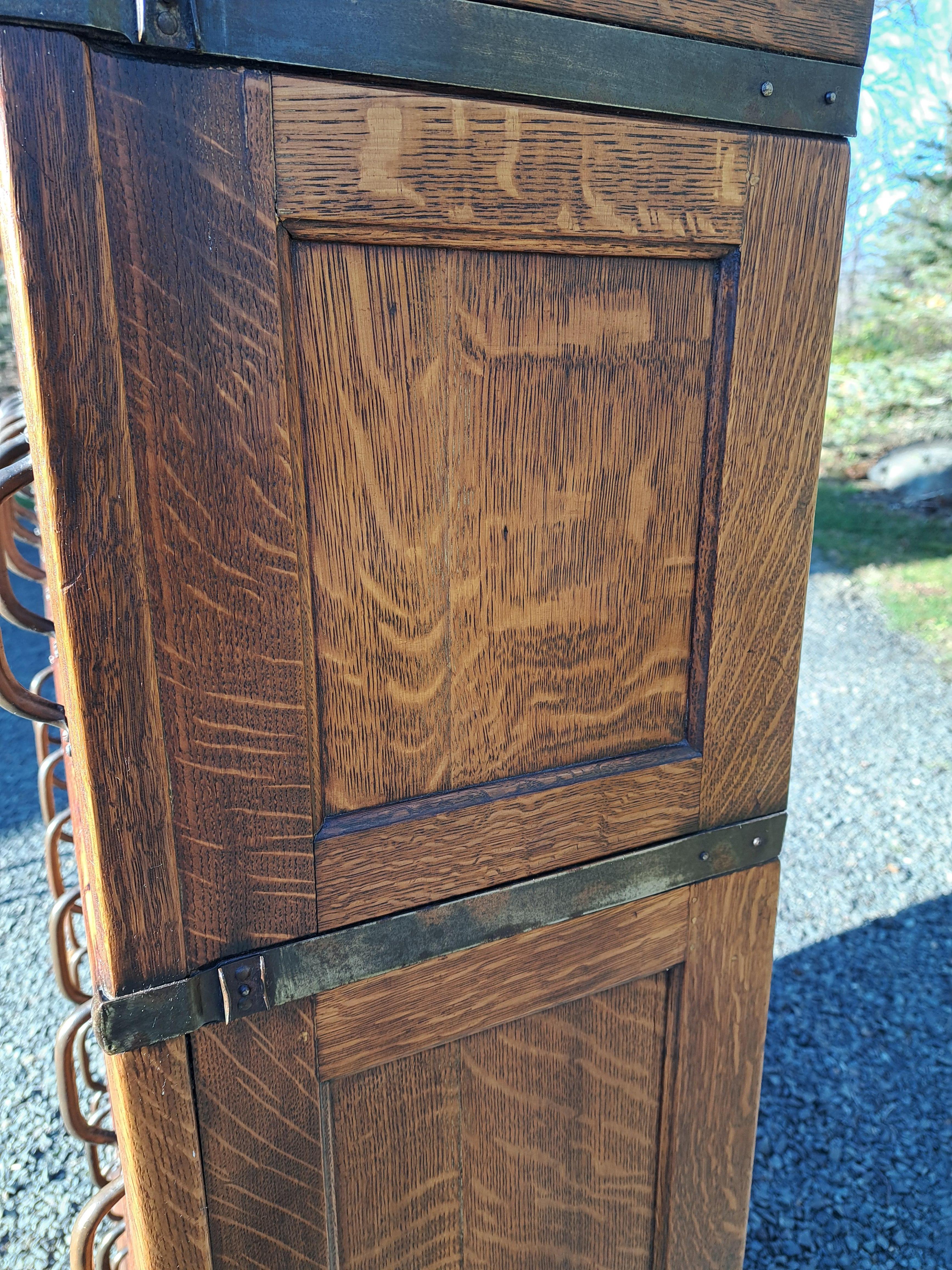 Antique Oak File Cabinet attributed to Globe Wernicke For Sale 10