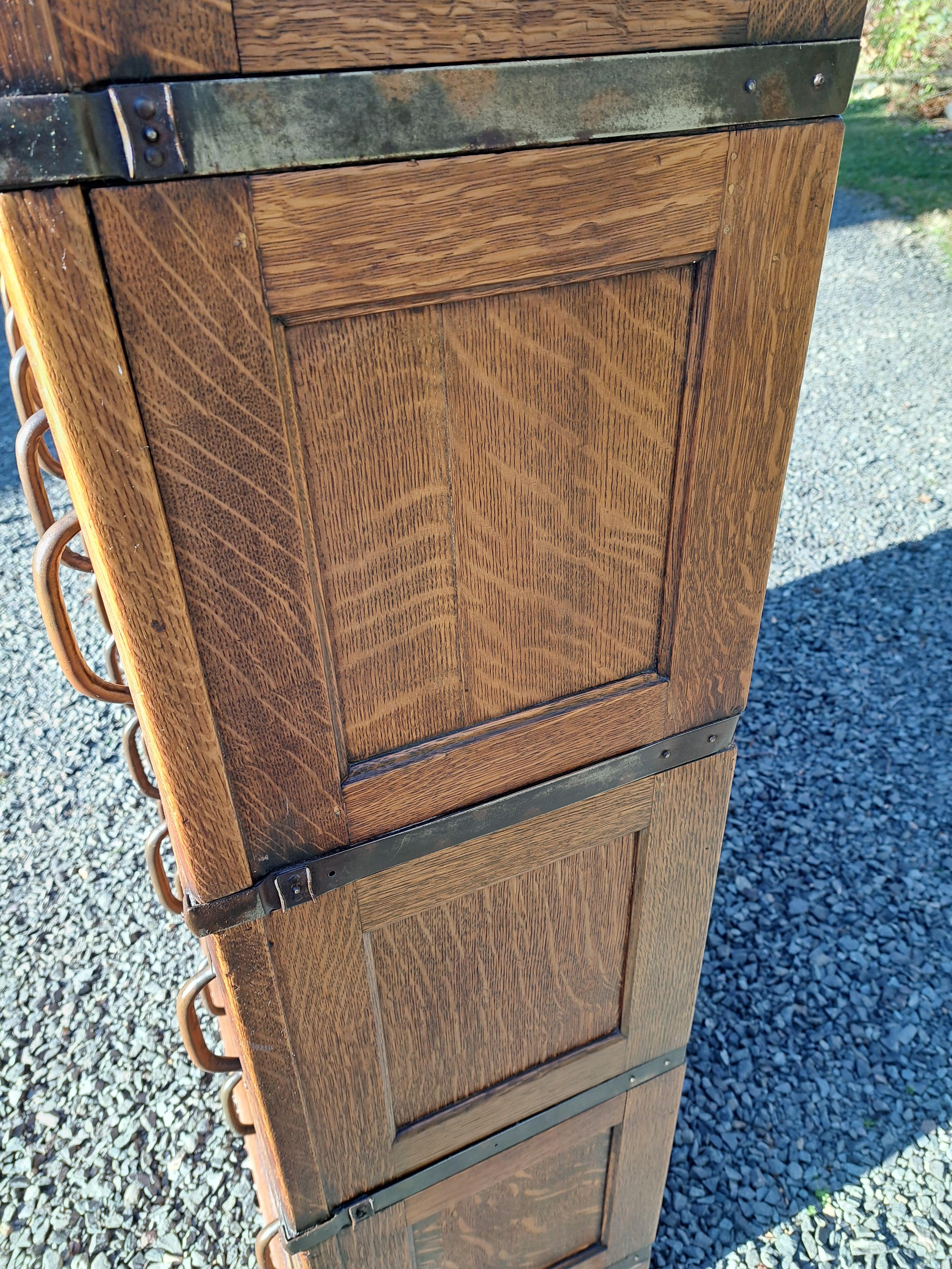 Antique Oak File Cabinet attributed to Globe Wernicke For Sale 11