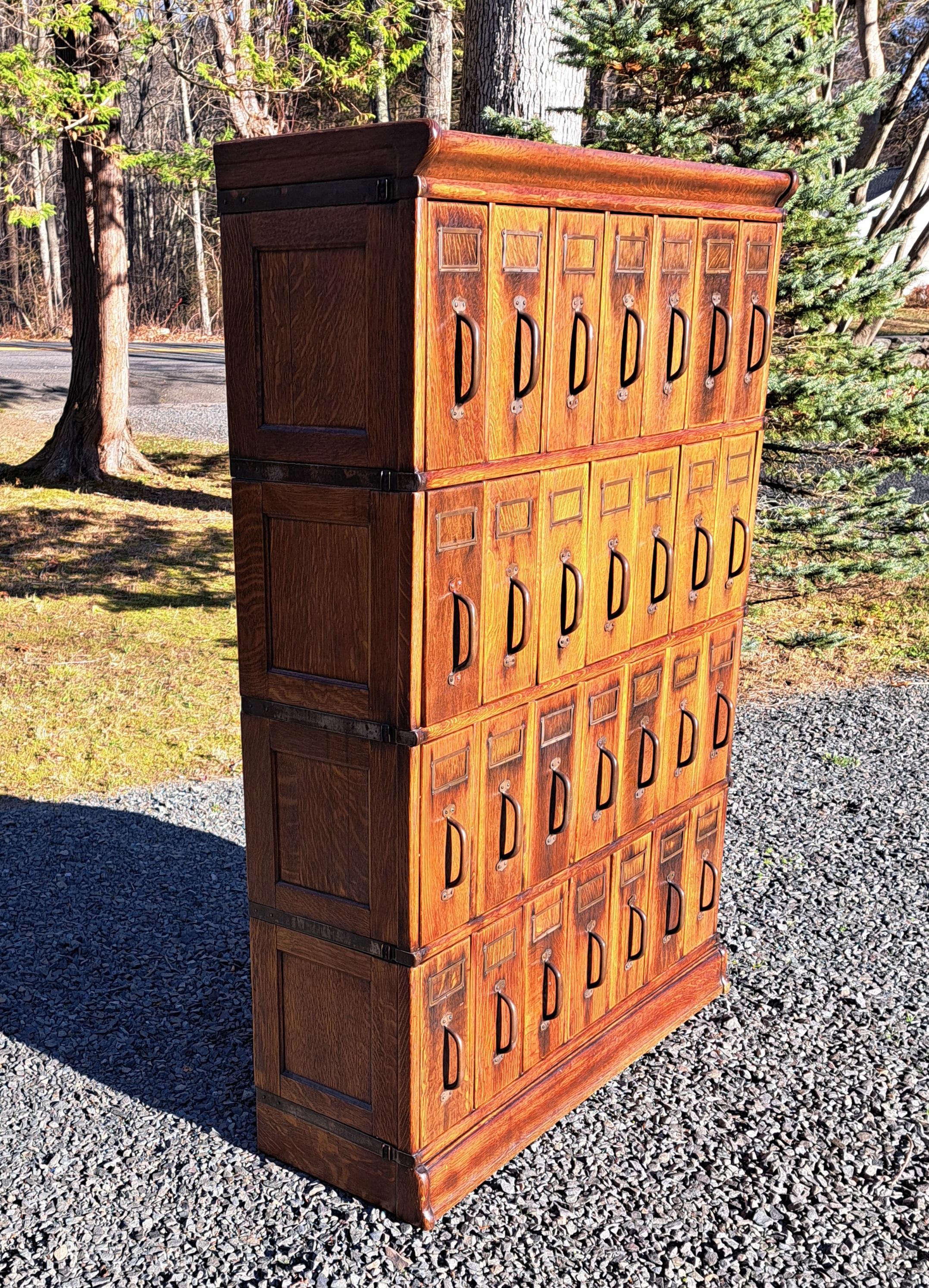 Wood Antique Oak File Cabinet attributed to Globe Wernicke For Sale