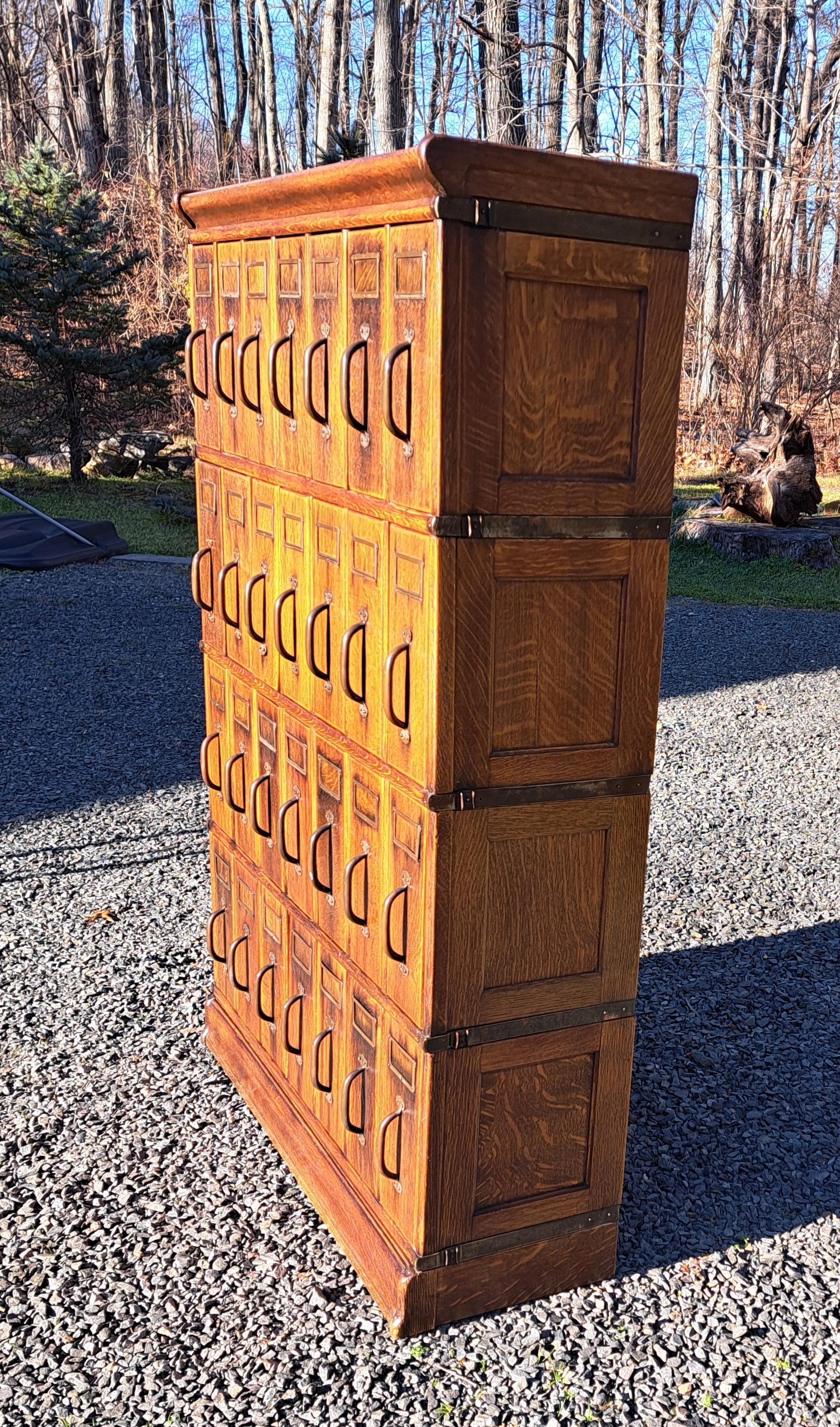 Antique Oak File Cabinet attributed to Globe Wernicke For Sale 1