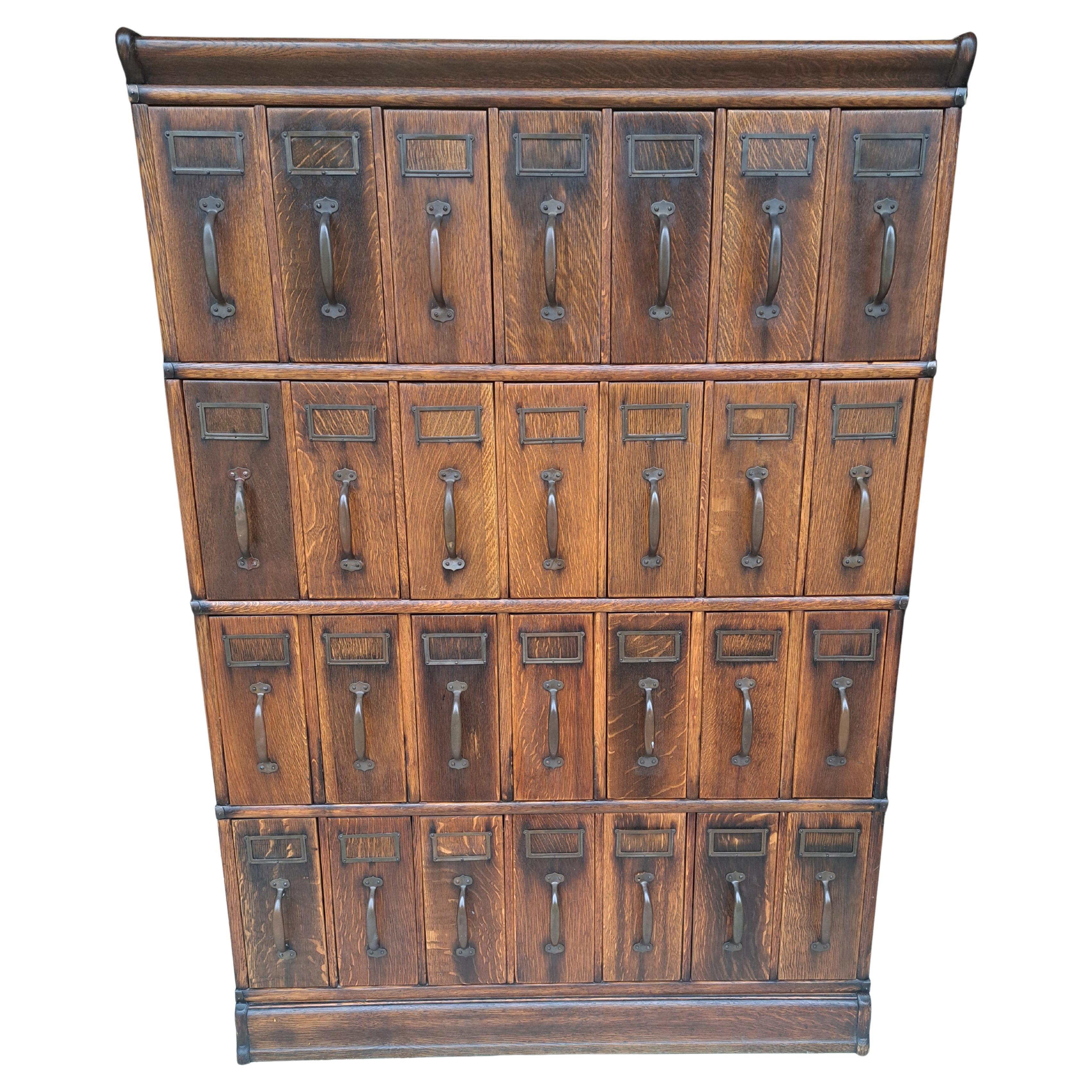 Antique Oak File Cabinet attributed to Globe Wernicke For Sale