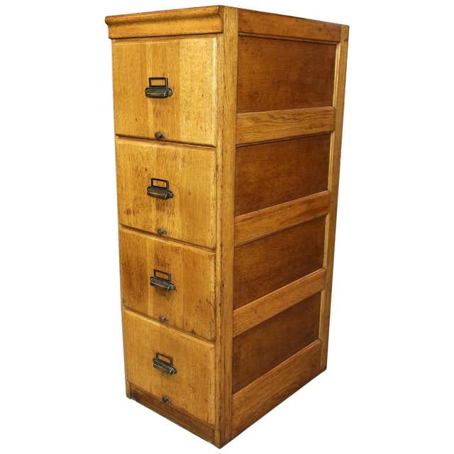 Antique 5-Drawer Wood File Cabinet at 1stDibs