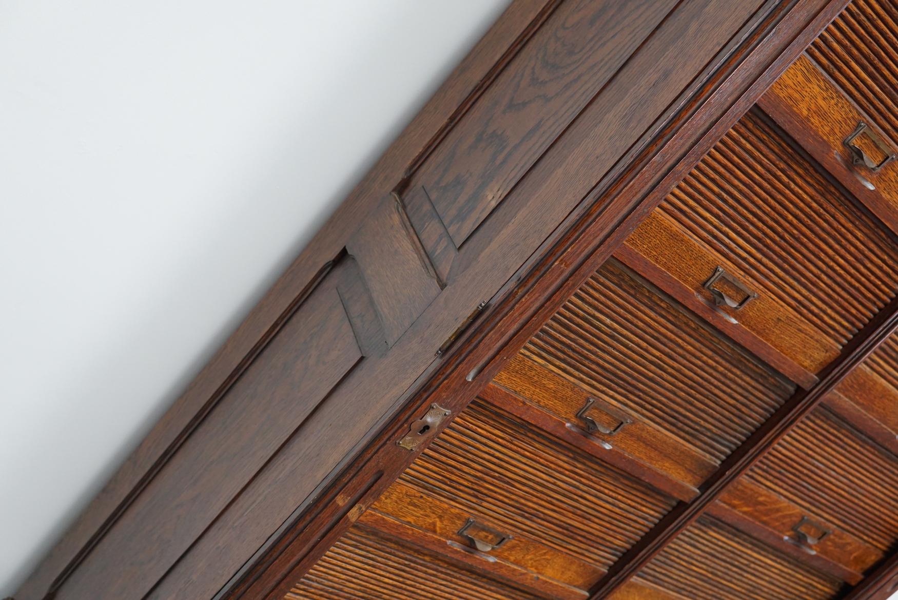 Antique Oak Filing Cabinet with Roll Down Tambour Doors, Belgian circa 1920 8