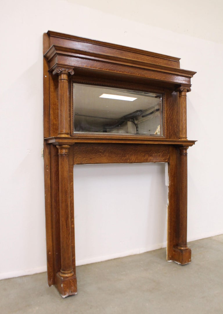 Antique Oak Fireplace Mantel Insert with Mirror, circa Late 1800s at