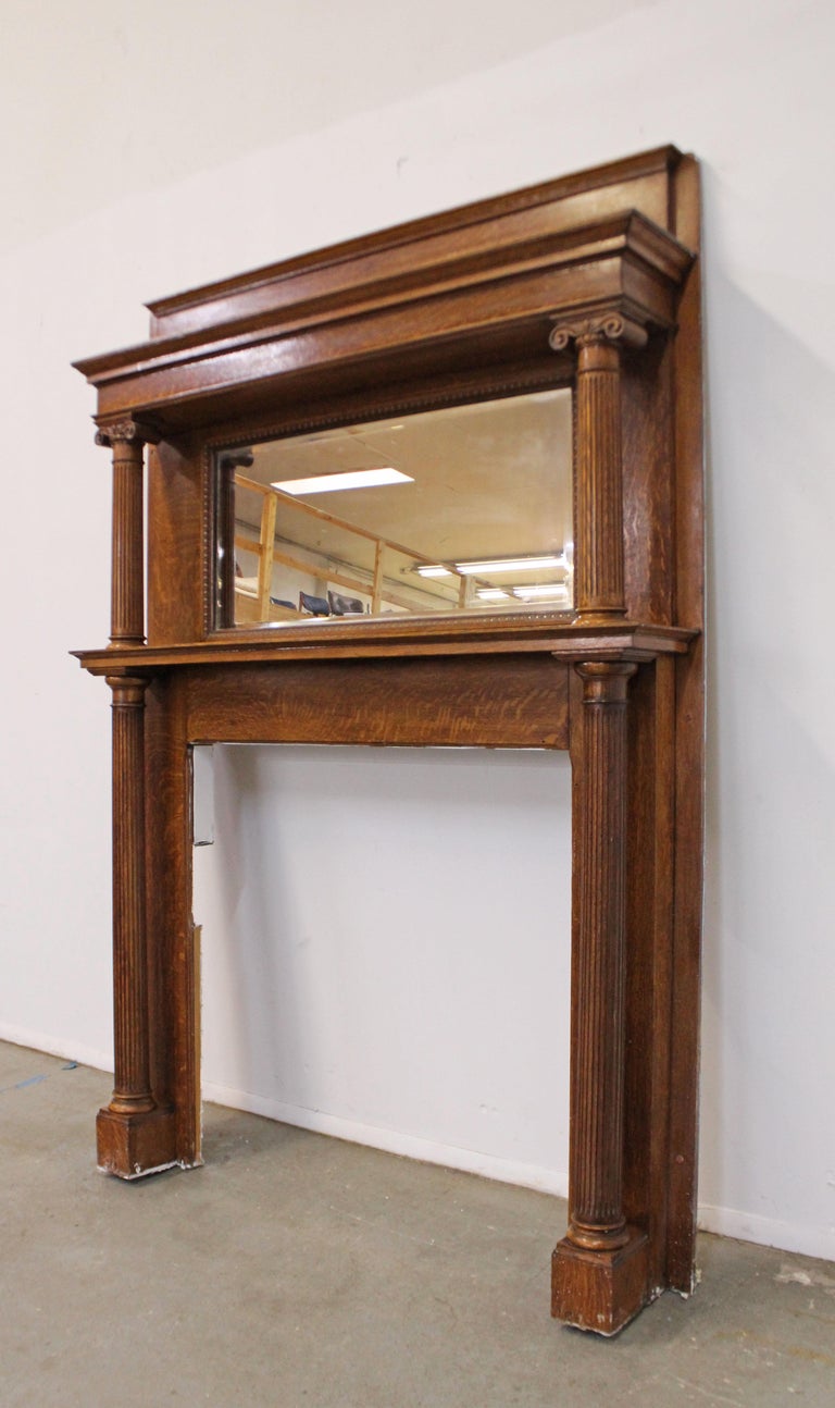 Antique Oak Fireplace Mantel Insert with Mirror, circa Late 1800s at
