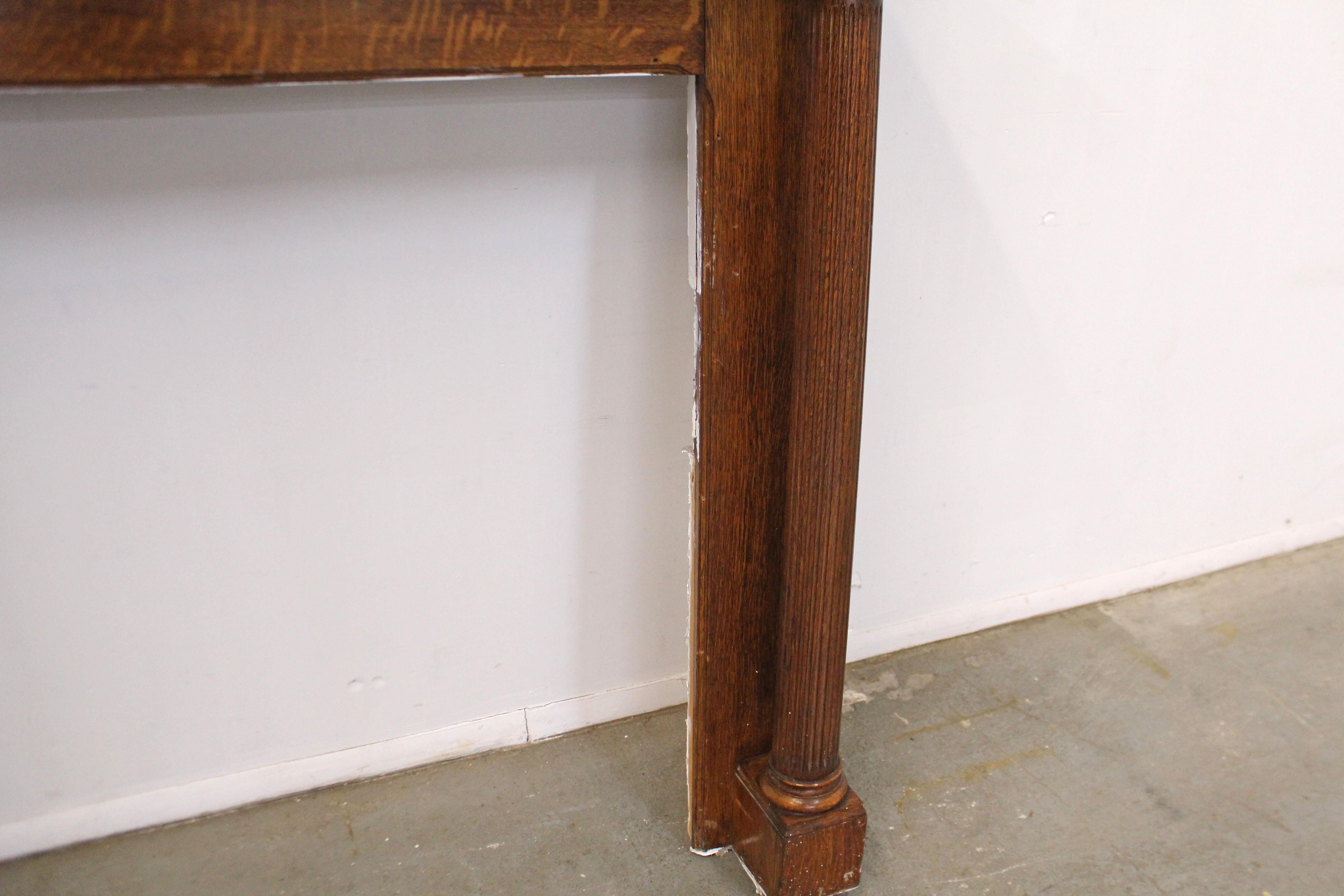 Antique Oak Fireplace Mantel Insert with Mirror, circa Late 1800s In Good Condition In Wilmington, DE