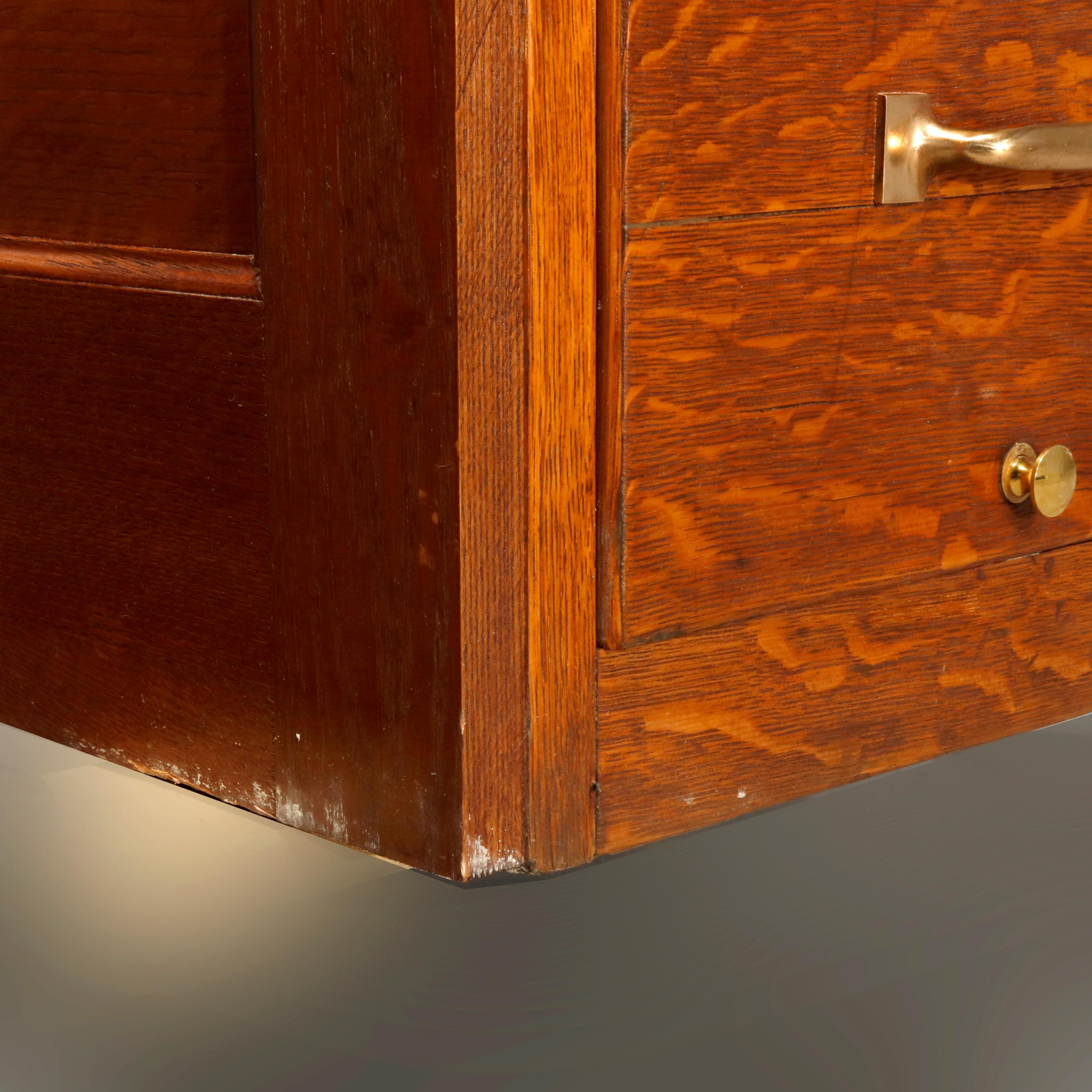 Antique Oak Five-Drawer Paneled Filing Cabinet, circa 1900 4