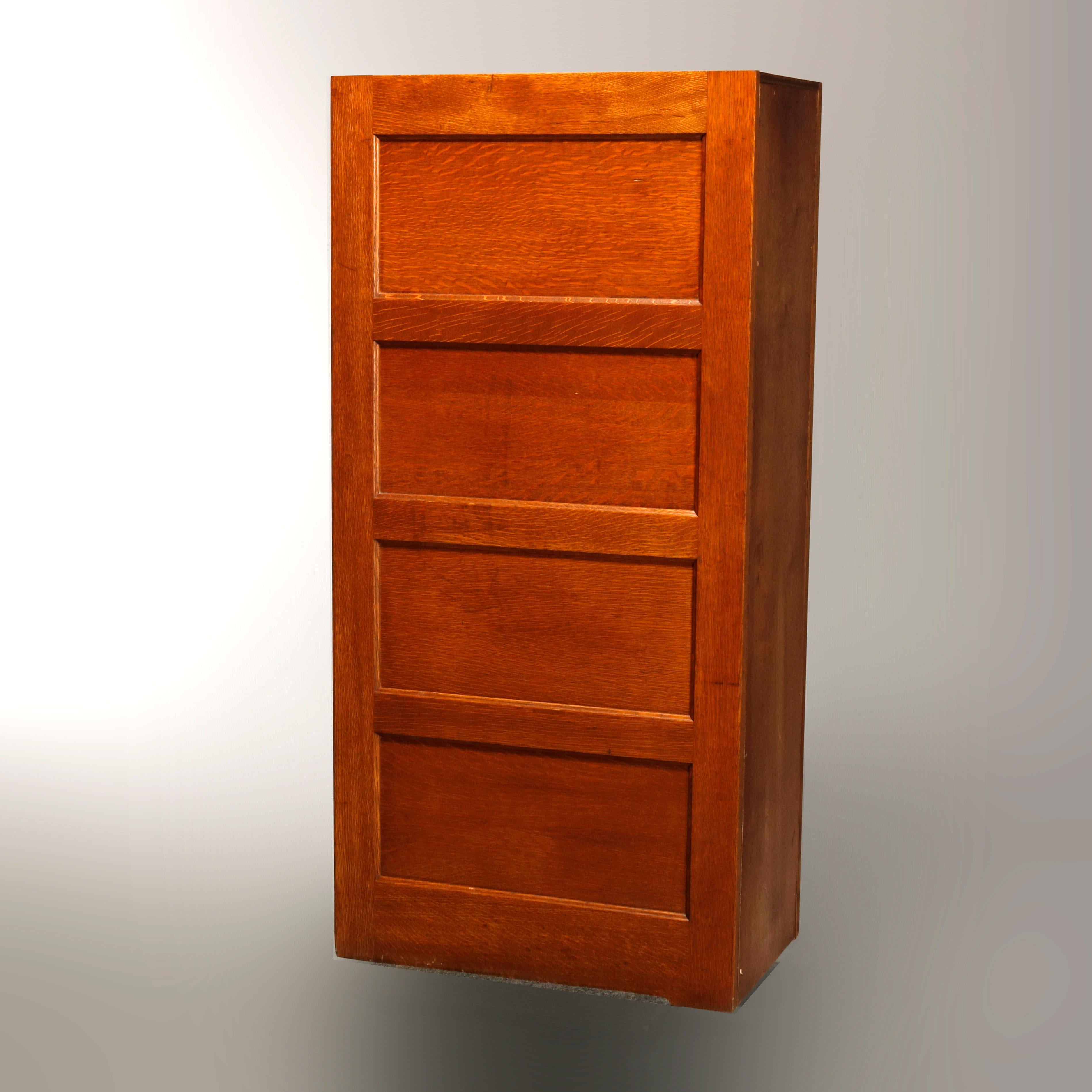 Antique Oak Five-Drawer Paneled Filing Cabinet, circa 1900 1