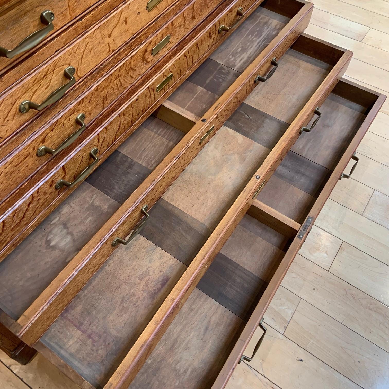 Hand-Crafted Antique Oak Flat File Cabinet by Keuffel & Esser Co. America, circa 1910