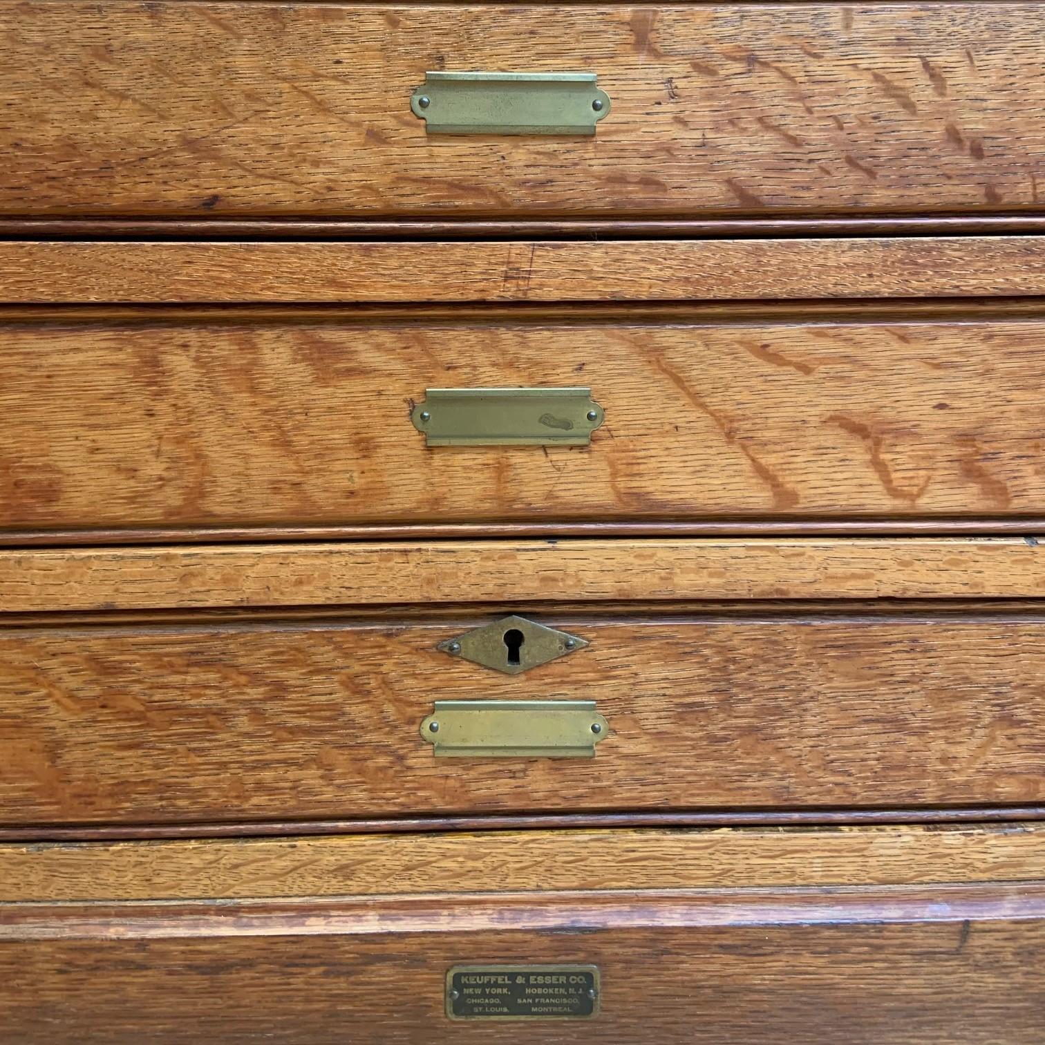 Antique Oak Flat File Cabinet by Keuffel & Esser Co. America, circa 1910 2