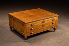 Antique Oak Flat File Cabinet Coffee Table