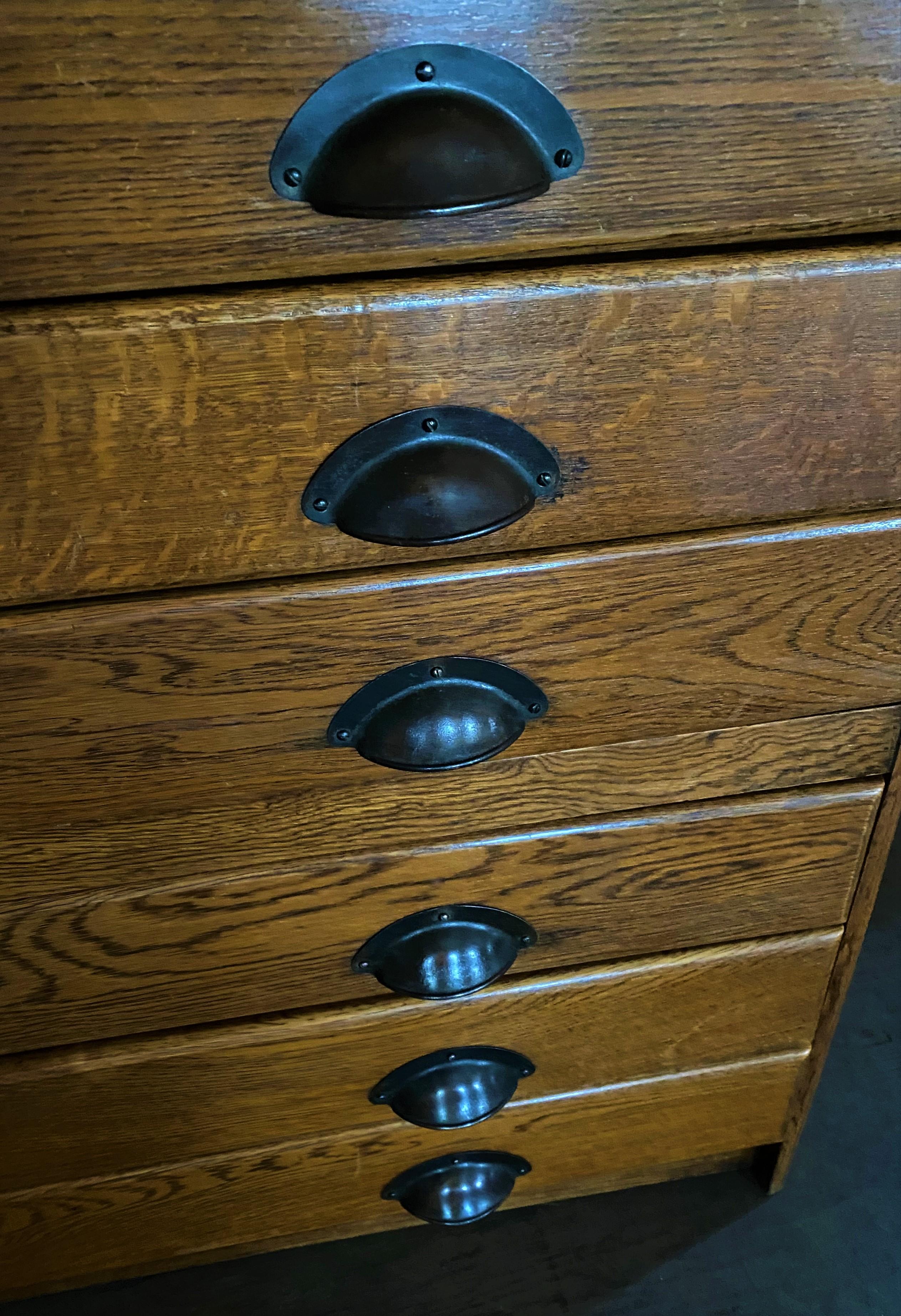 Antique Oak Flat File Cabinet 3