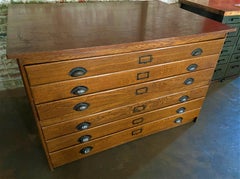 Antique Oak Flat File Cabinet