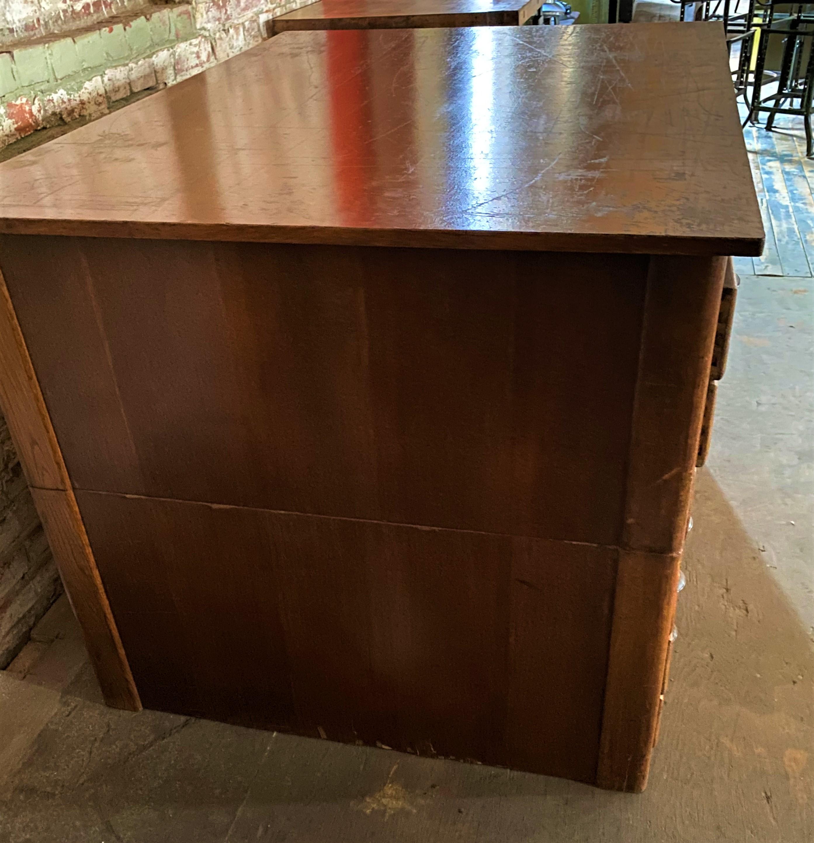 American Antique Oak Flat File Cabinet