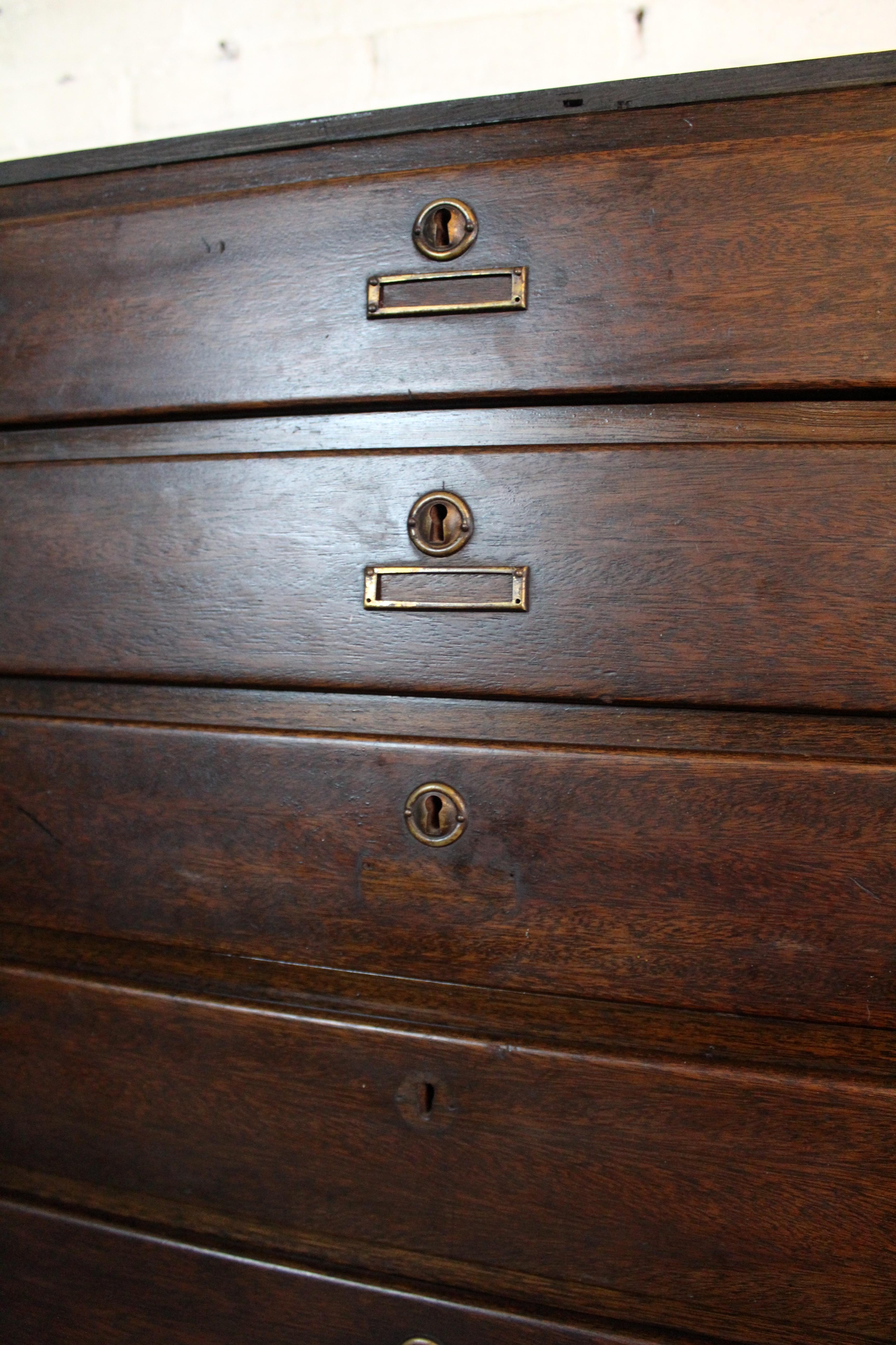 Antike Oak Flat File Kommode im Angebot 3
