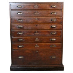Antique Oak Flat File Chest of Drawers