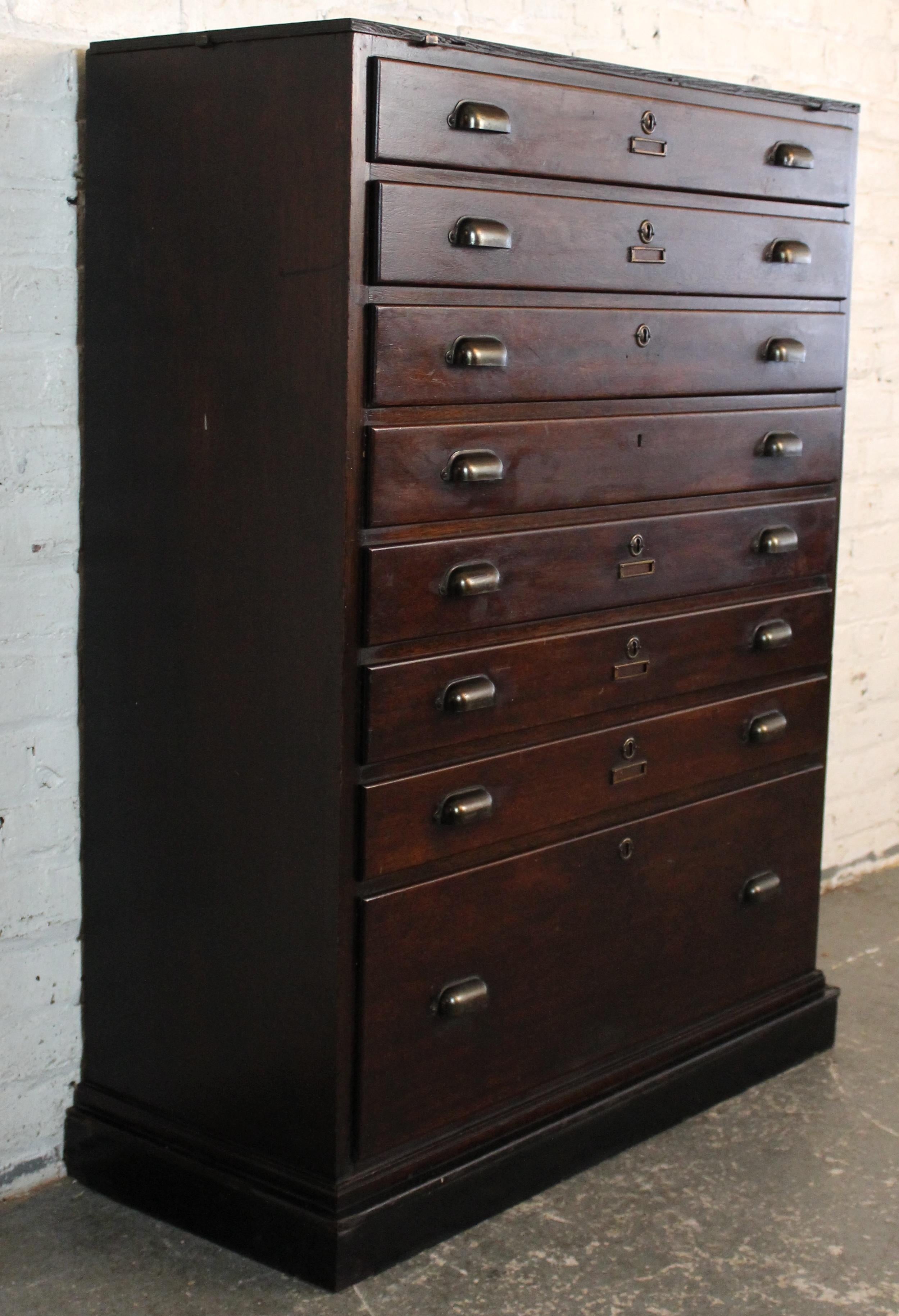 Antike Oak Flat File Kommode (Unbekannt) im Angebot