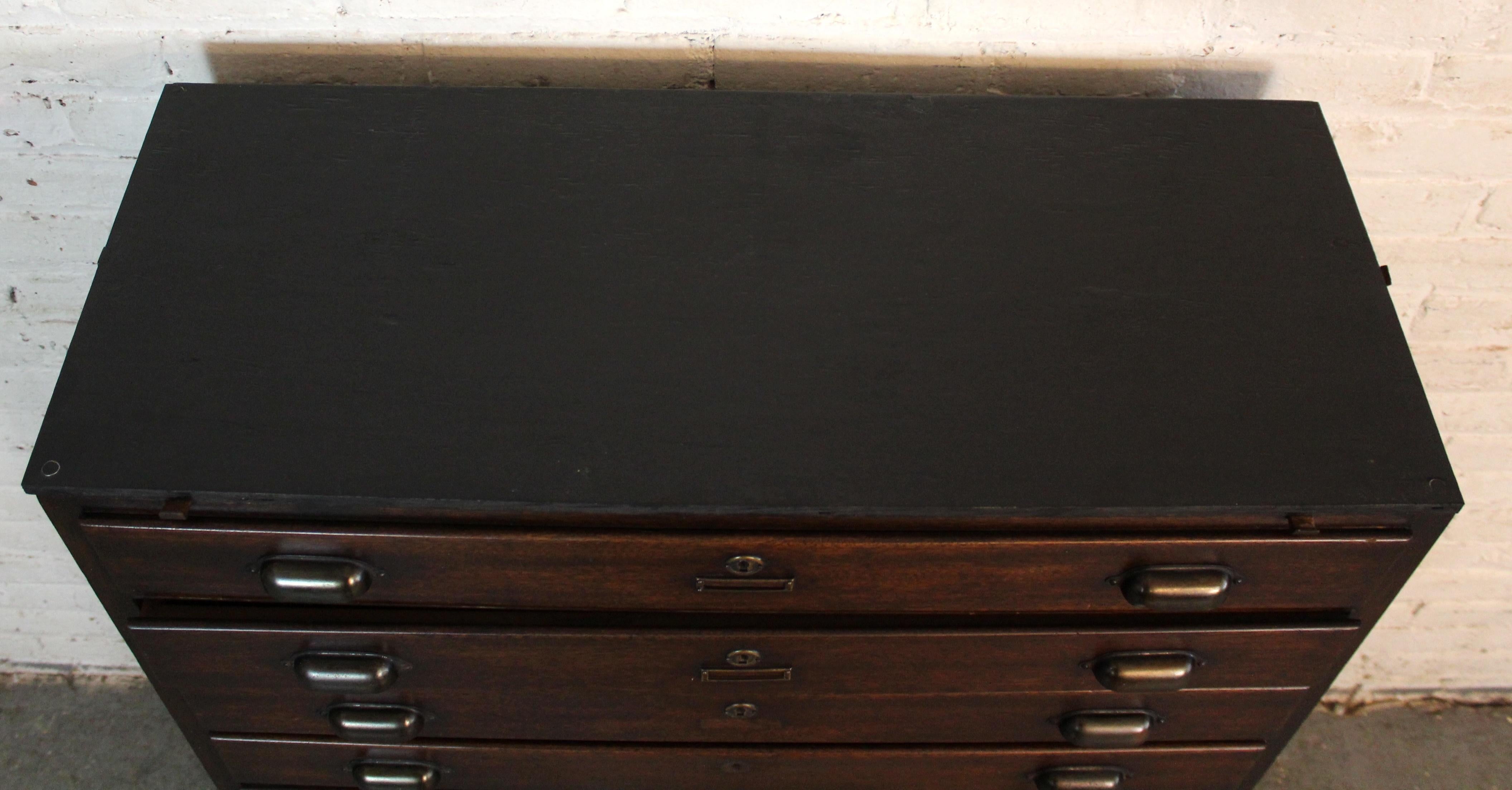 Antike Oak Flat File Kommode im Angebot 1