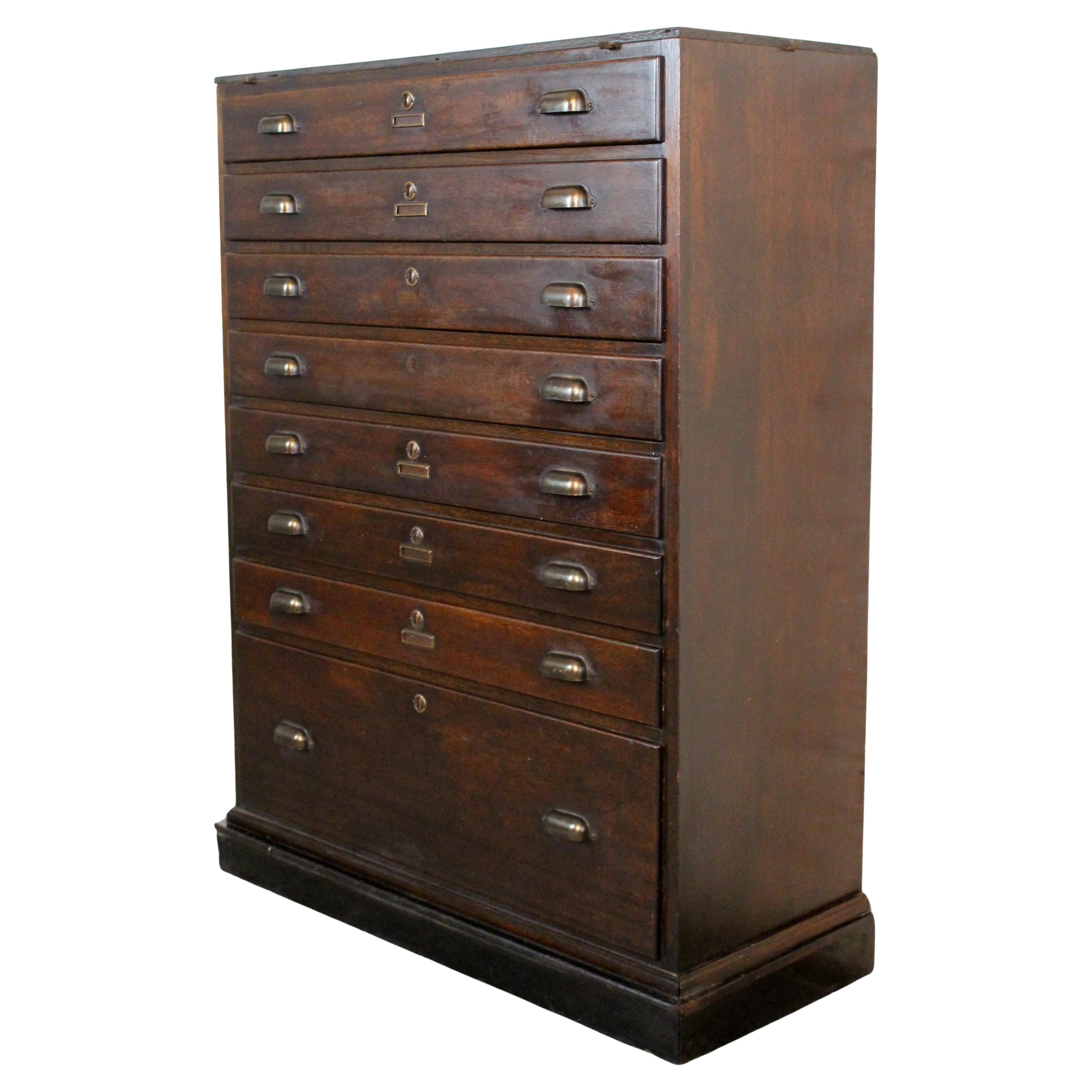 Antike Oak Flat File Kommode im Angebot