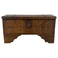 Antique Oak Flat-Lidded Chest from 1691 Renaissance-early Baroque, 17th century