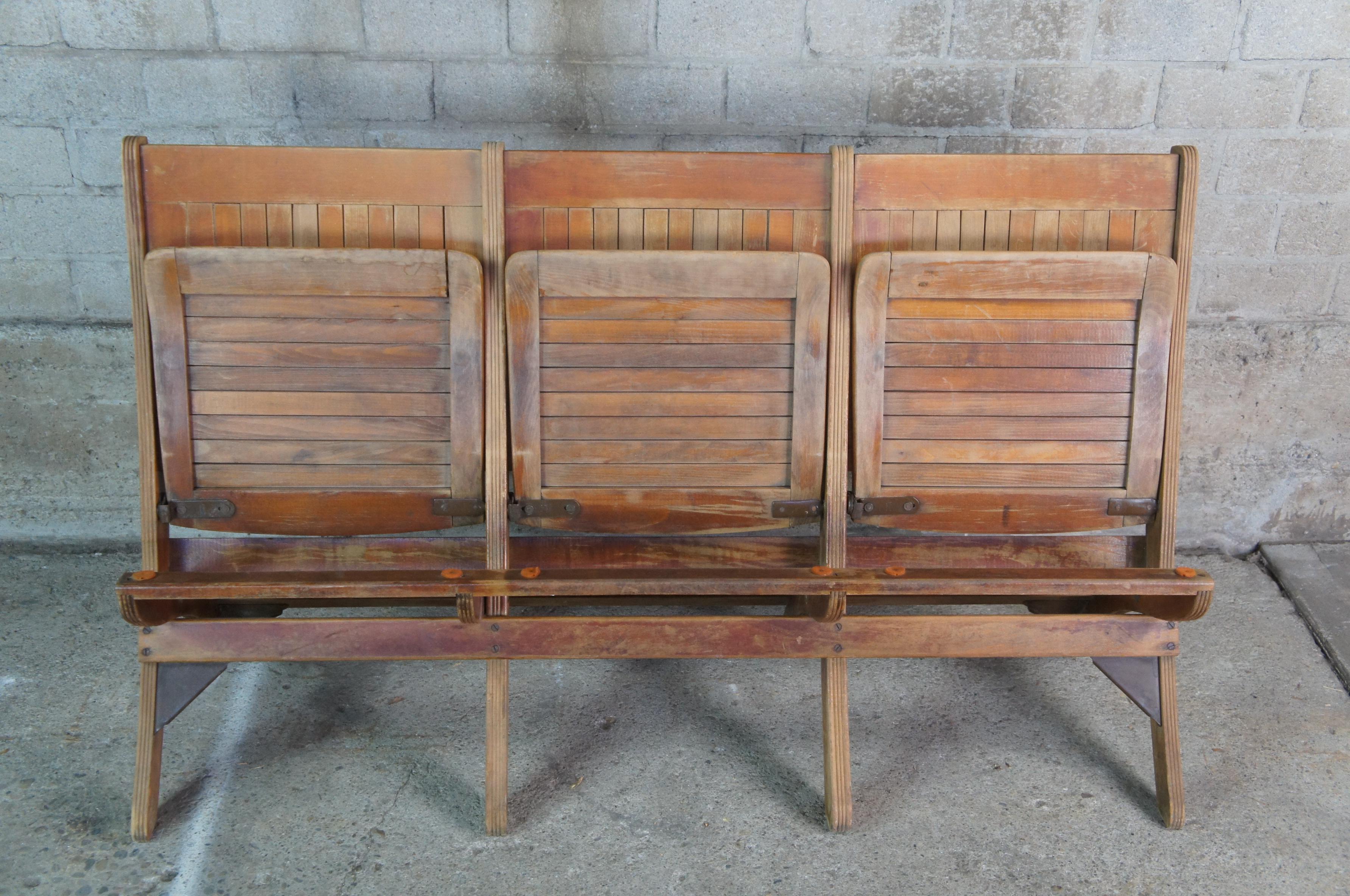 vintage wooden stadium seats